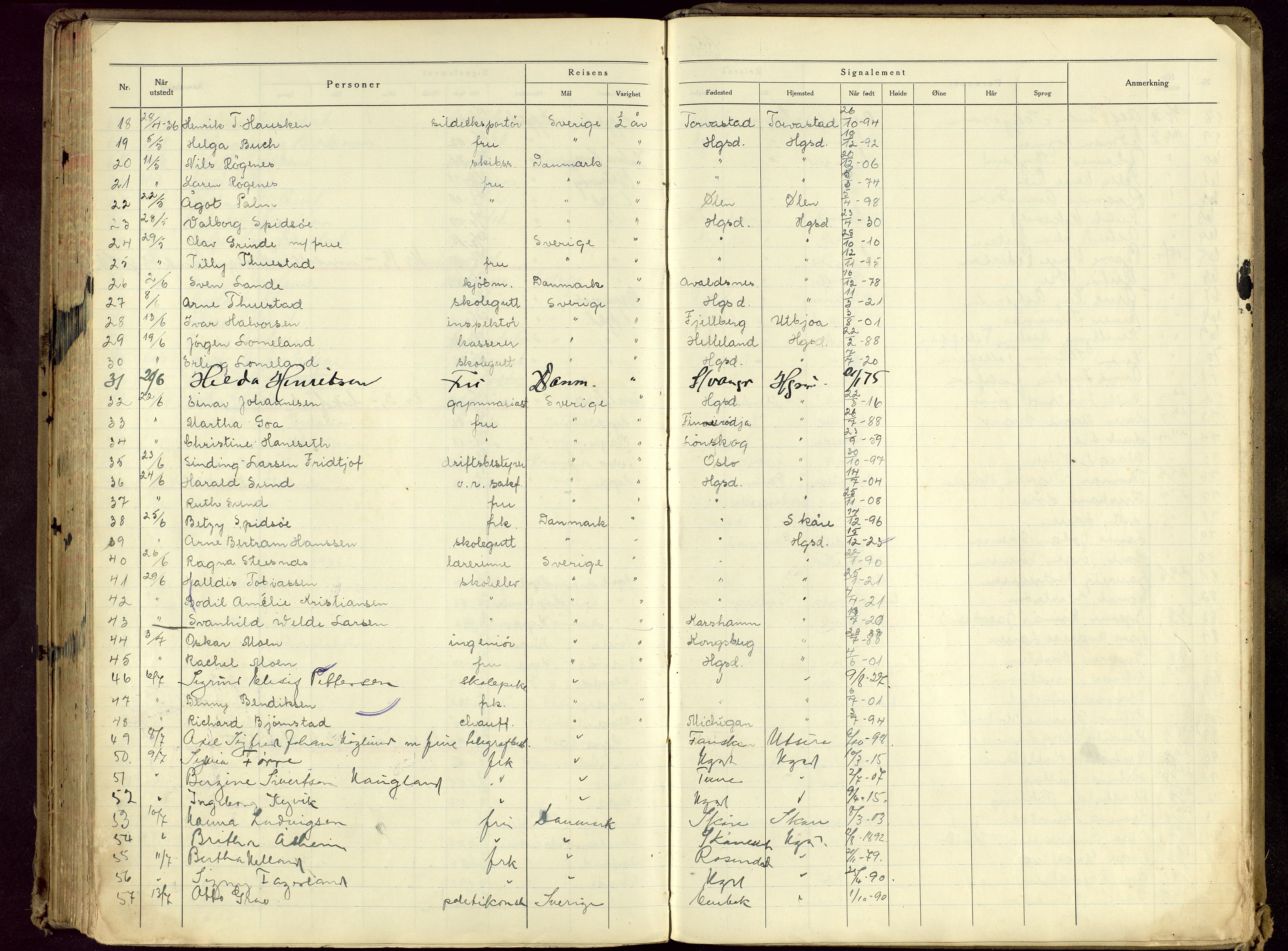 Haugesund politikammer, AV/SAST-A-100440/K/L0005: Passprotokoll 23/12-34-24/12-36, 1934-1936, s. 194