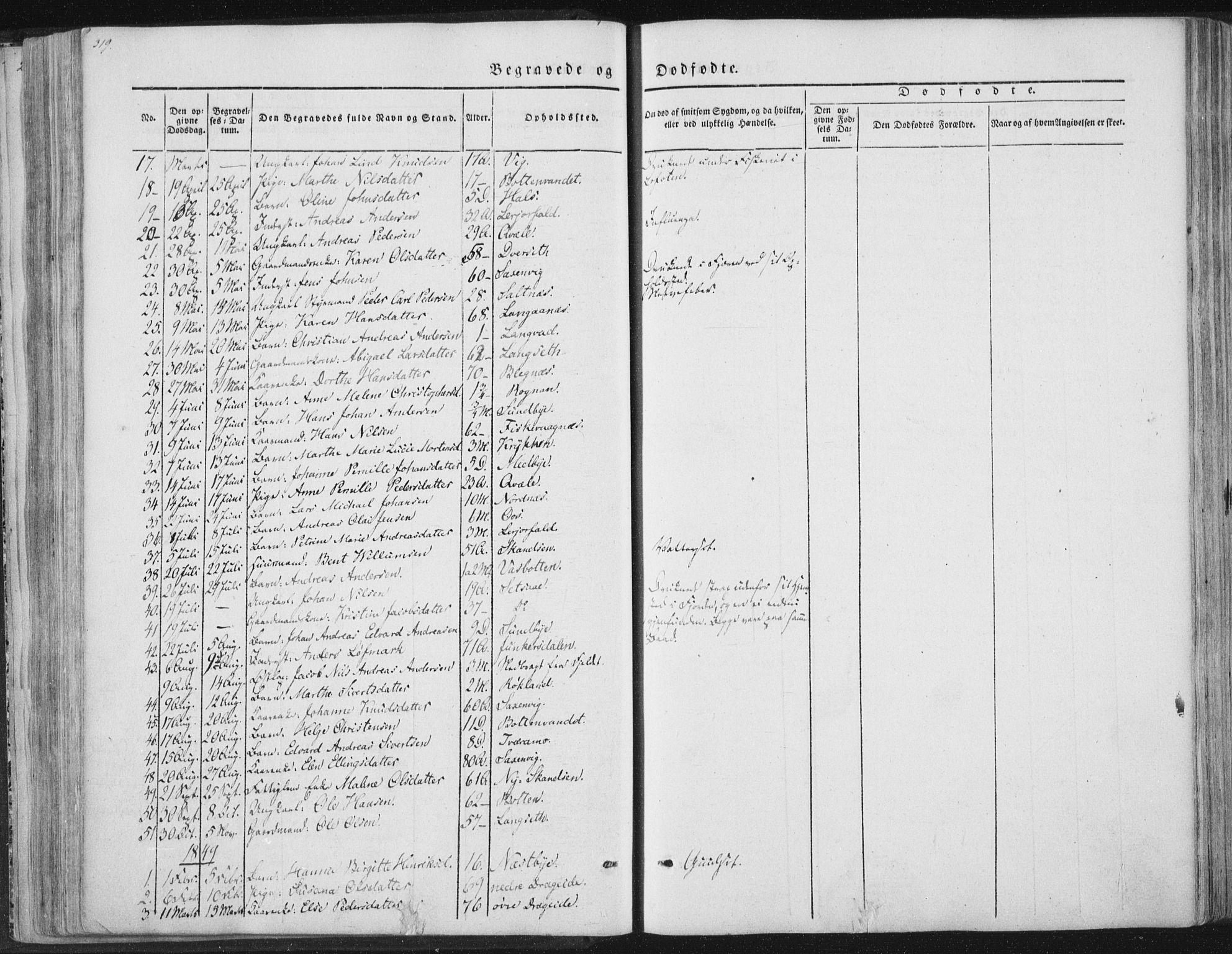 Ministerialprotokoller, klokkerbøker og fødselsregistre - Nordland, SAT/A-1459/847/L0667: Ministerialbok nr. 847A07, 1842-1871, s. 319