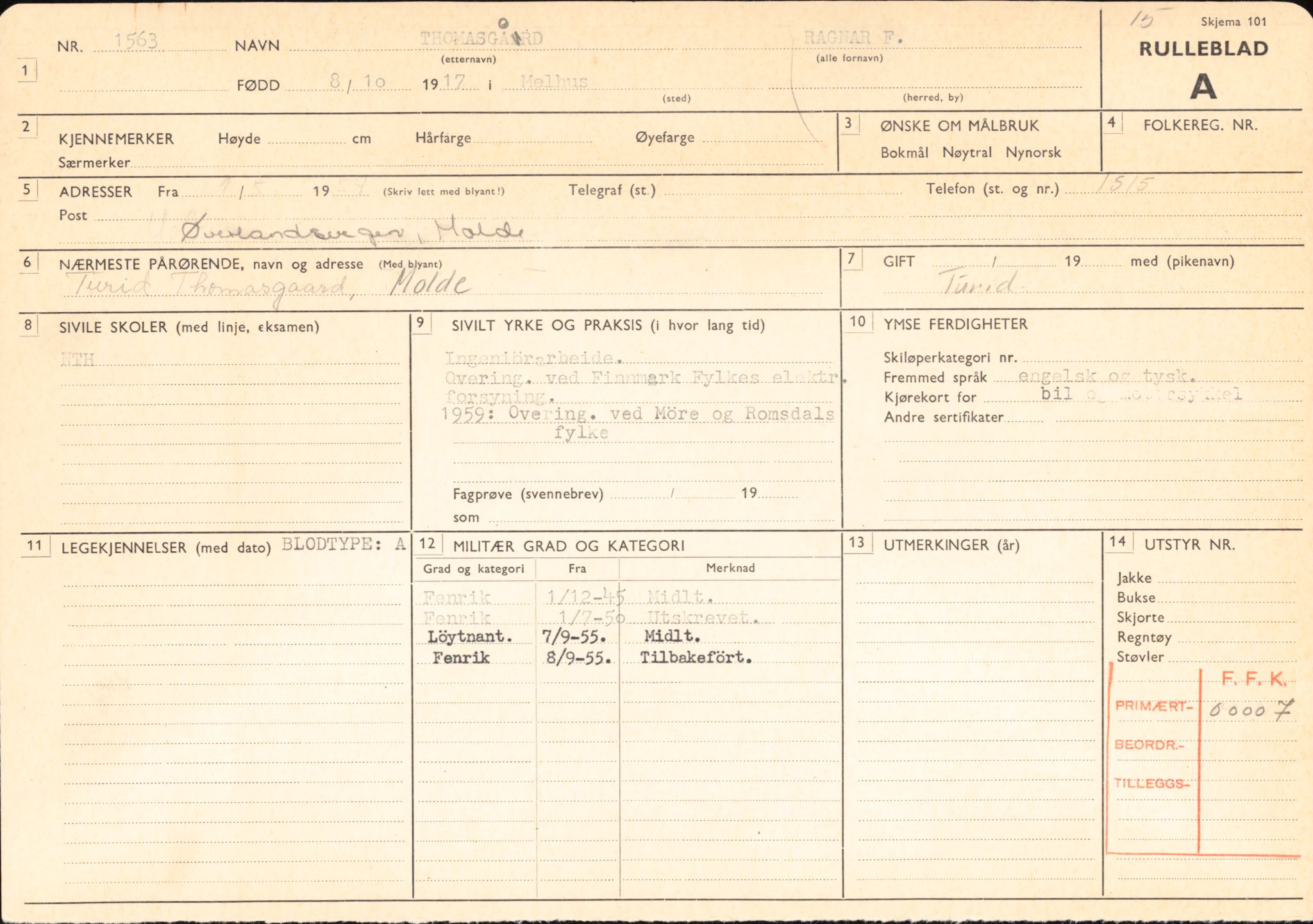 Forsvaret, Forsvarets overkommando/Luftforsvarsstaben, AV/RA-RAFA-4079/P/Pa/L0052: Personellpapirer, 1917, s. 229