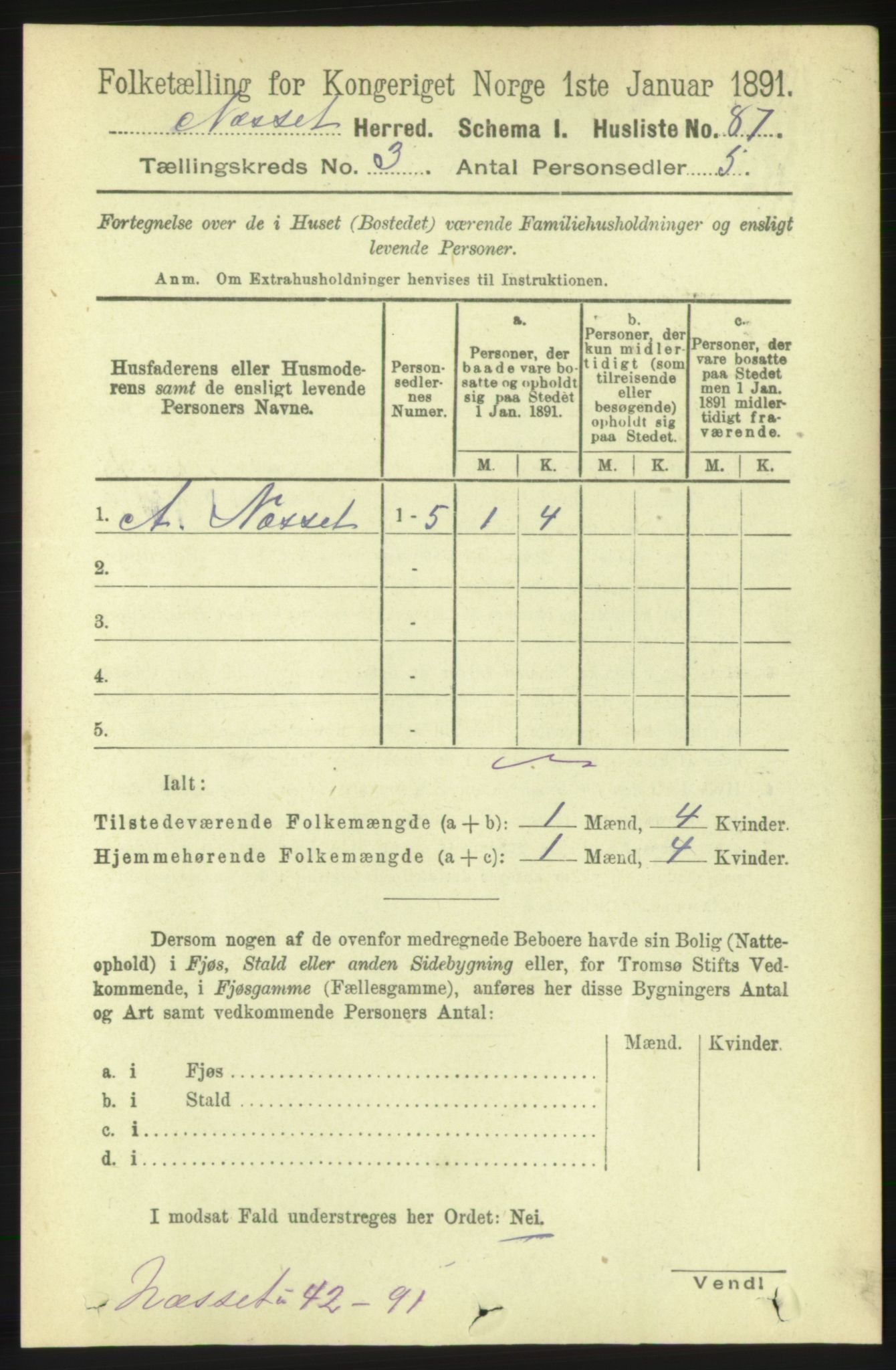 RA, Folketelling 1891 for 1543 Nesset herred, 1891, s. 1124