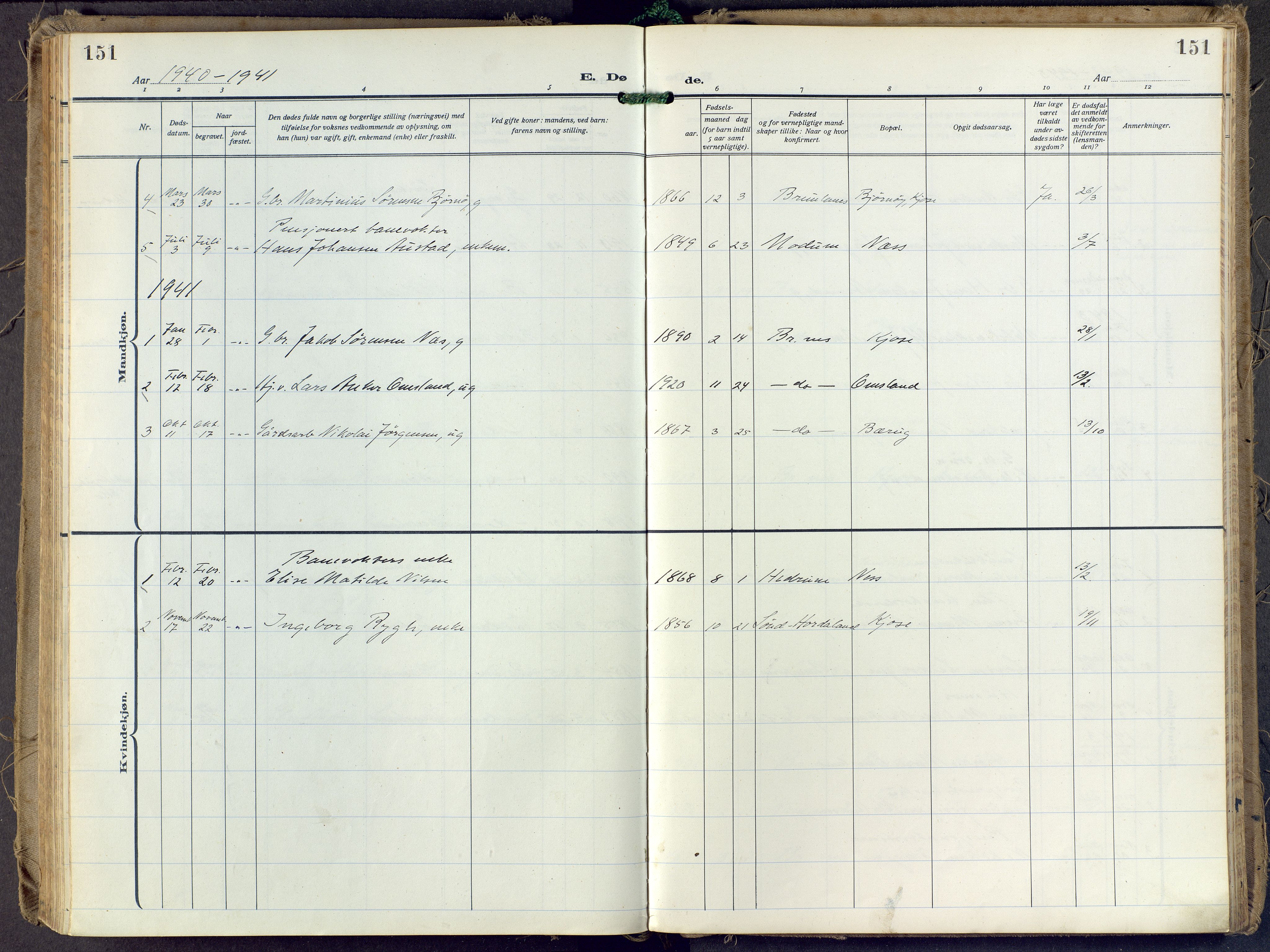 Brunlanes kirkebøker, SAKO/A-342/F/Fd/L0002: Ministerialbok nr. IV 2, 1918-1958, s. 151