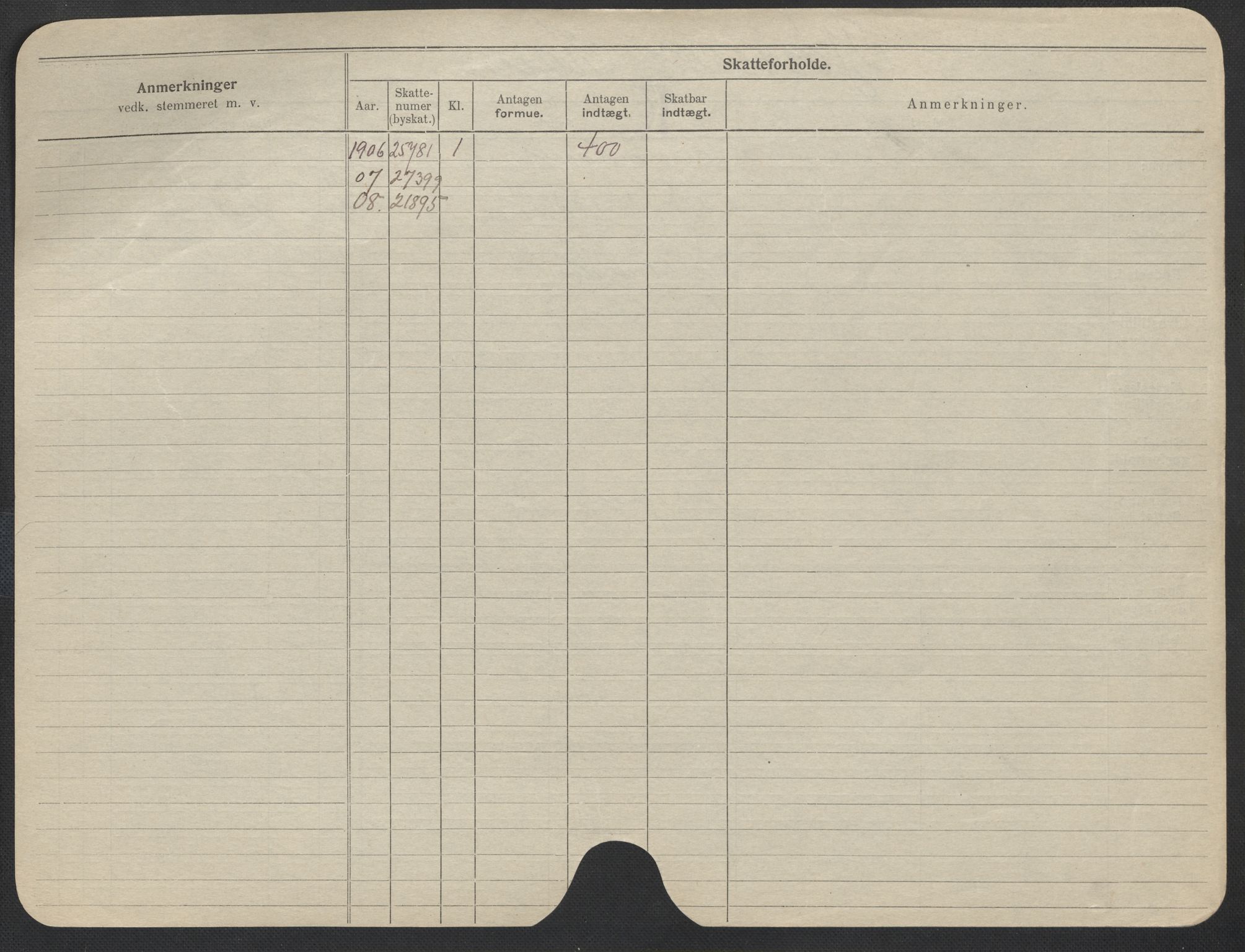 Oslo folkeregister, Registerkort, SAO/A-11715/F/Fa/Fac/L0013: Kvinner, 1906-1914, s. 1052b