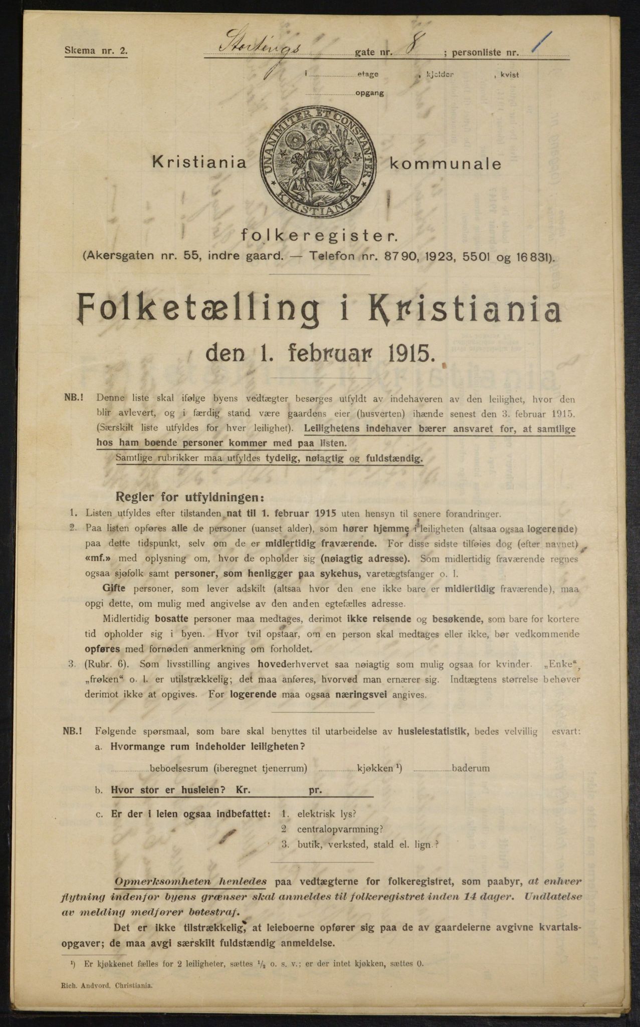 OBA, Kommunal folketelling 1.2.1915 for Kristiania, 1915, s. 103692