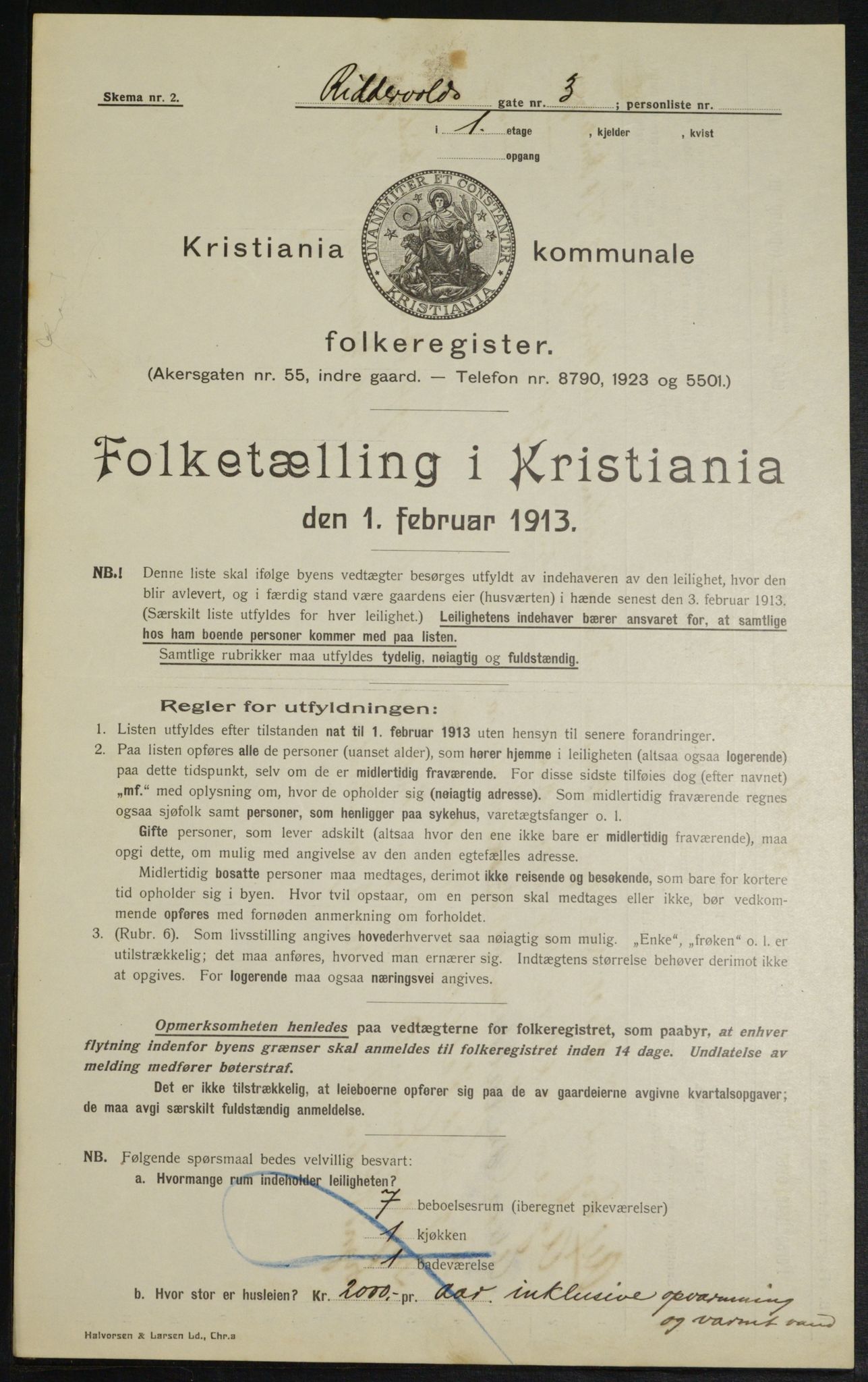 OBA, Kommunal folketelling 1.2.1913 for Kristiania, 1913, s. 83059