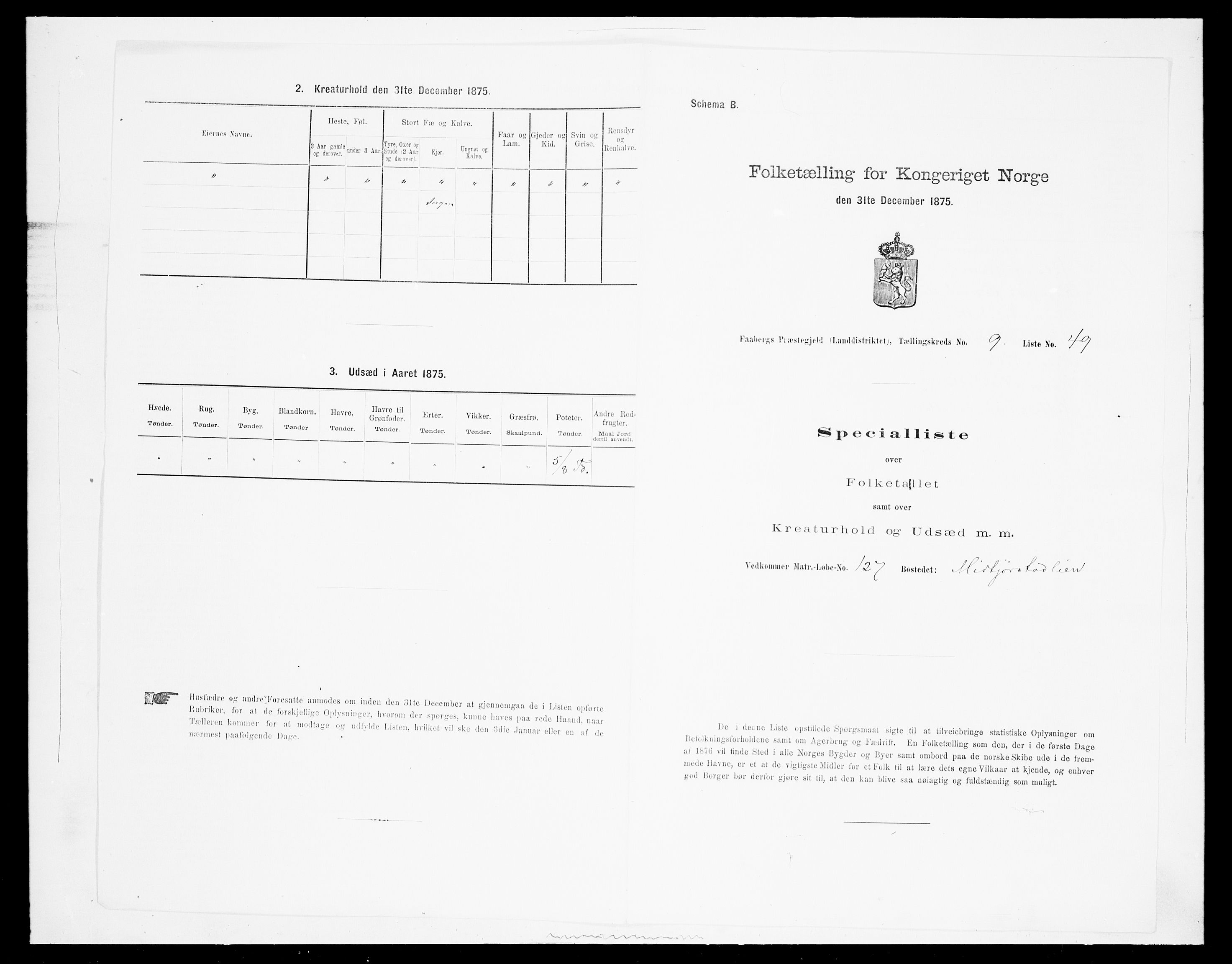 SAH, Folketelling 1875 for 0524L Fåberg prestegjeld, Fåberg sokn og Lillehammer landsokn, 1875, s. 1204