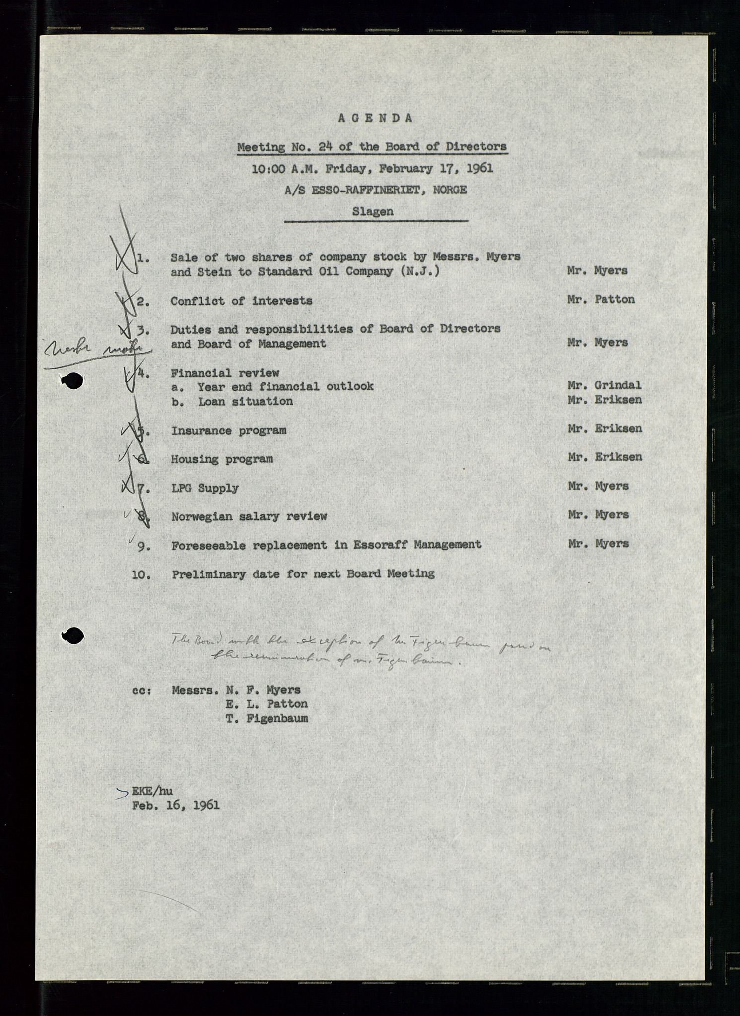 PA 1537 - A/S Essoraffineriet Norge, AV/SAST-A-101957/A/Aa/L0001/0001: Styremøter / Styremøter, board meetings, 1959-1961, s. 76