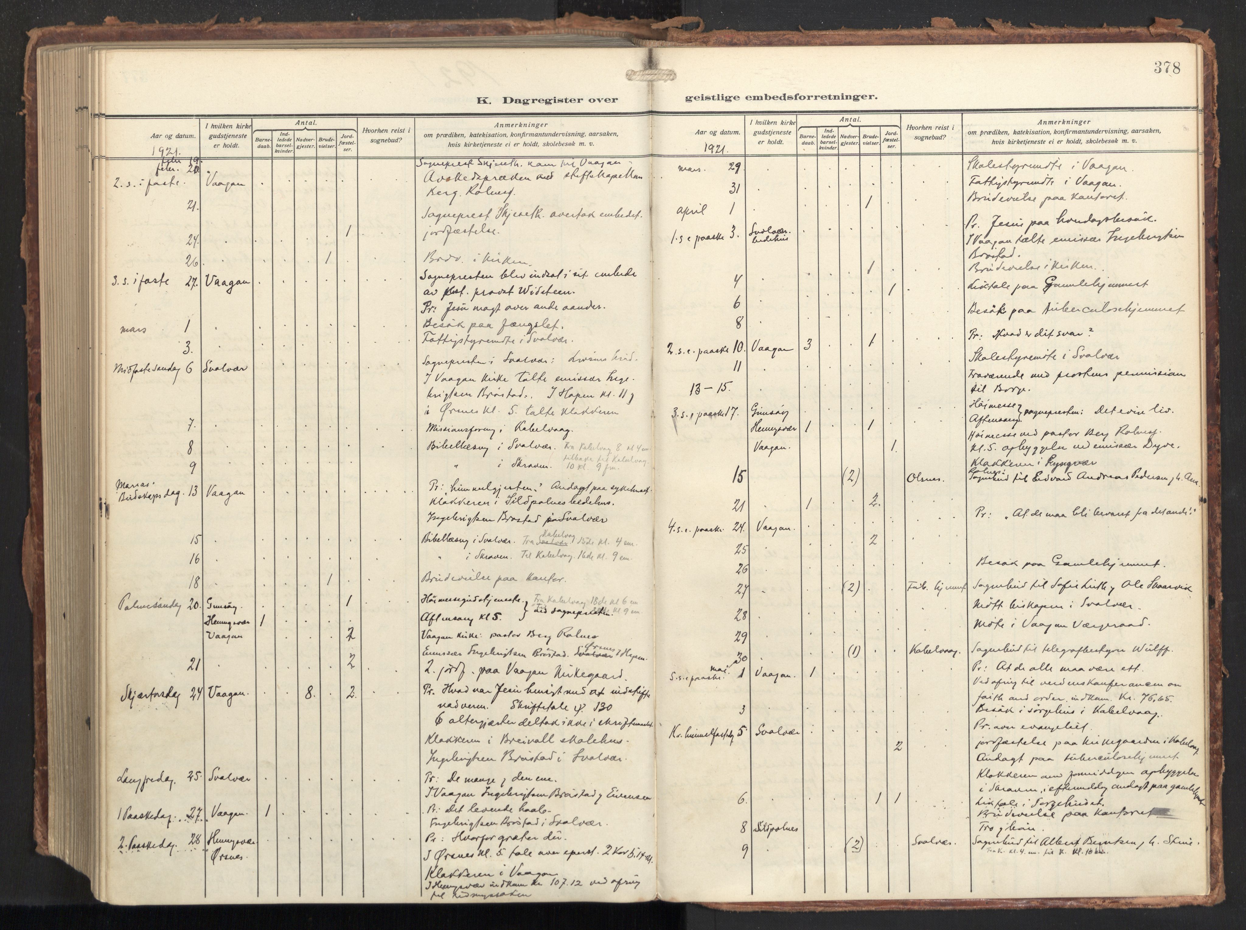 Ministerialprotokoller, klokkerbøker og fødselsregistre - Nordland, AV/SAT-A-1459/874/L1064: Ministerialbok nr. 874A08, 1915-1926, s. 378