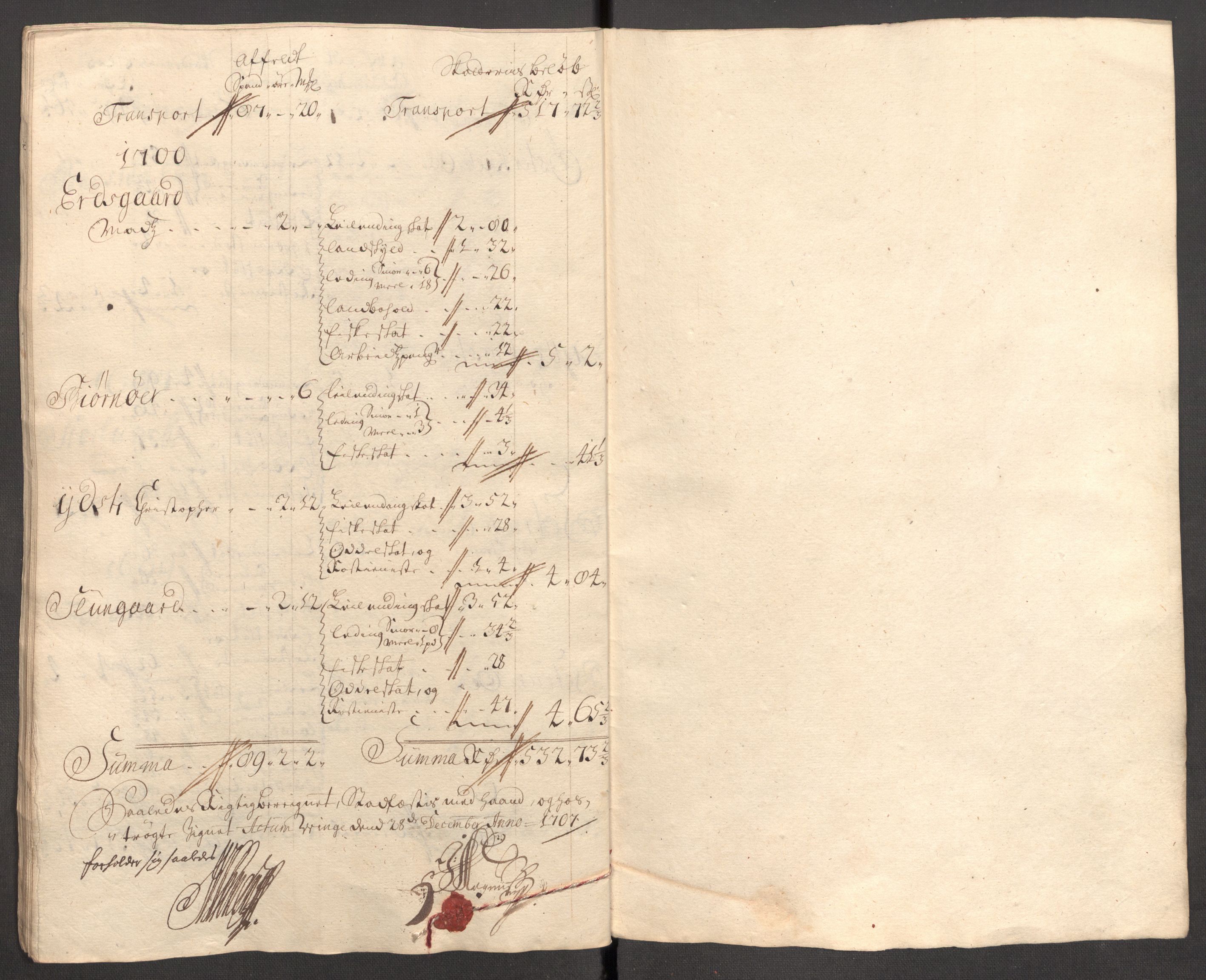 Rentekammeret inntil 1814, Reviderte regnskaper, Fogderegnskap, AV/RA-EA-4092/R62/L4197: Fogderegnskap Stjørdal og Verdal, 1707, s. 287