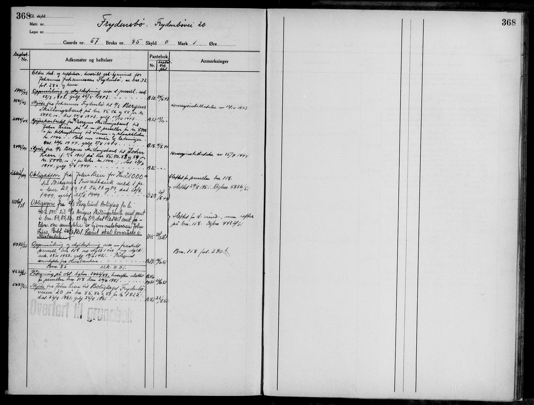 Midhordland sorenskriveri, AV/SAB-A-3001/1/G/Ga/Gab/L0117: Panteregister nr. II.A.b.117, s. 368