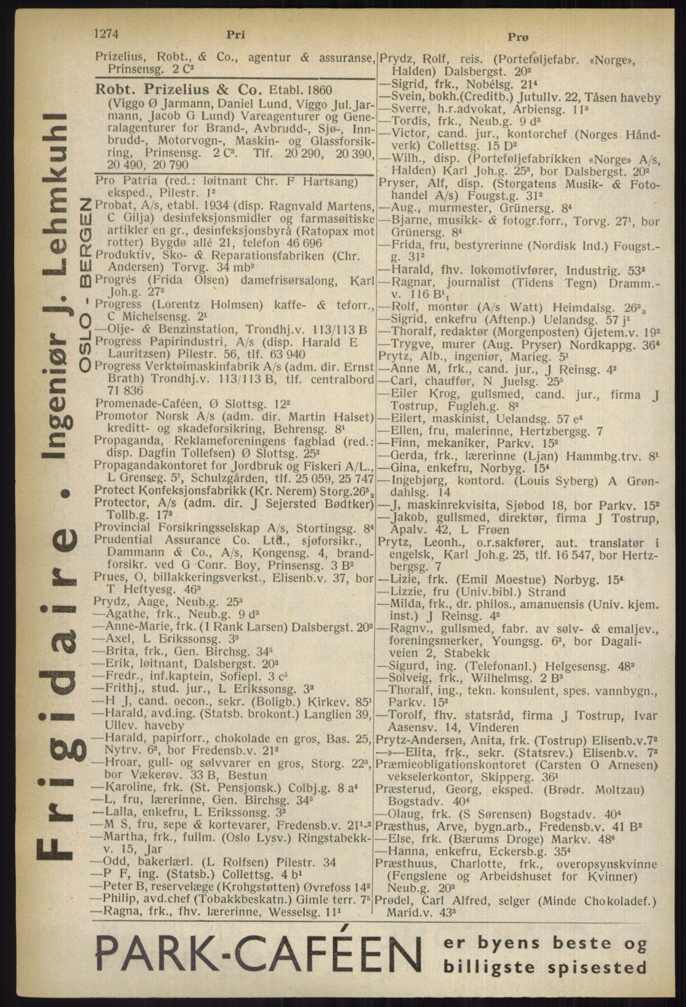 Kristiania/Oslo adressebok, PUBL/-, 1937, s. 1274