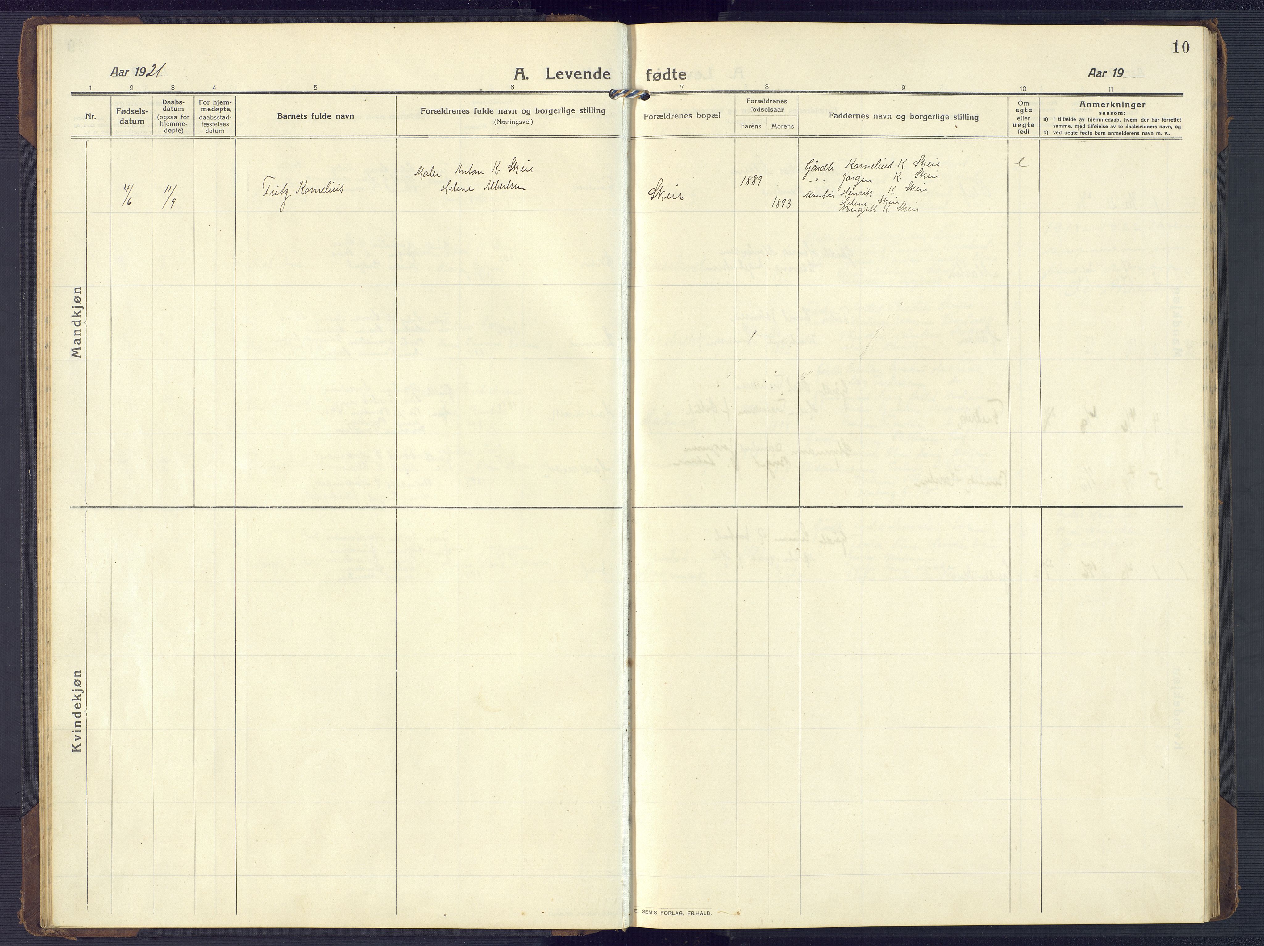 Mandal sokneprestkontor, AV/SAK-1111-0030/F/Fb/Fbb/L0005: Klokkerbok nr. B 5, 1913-1957, s. 10