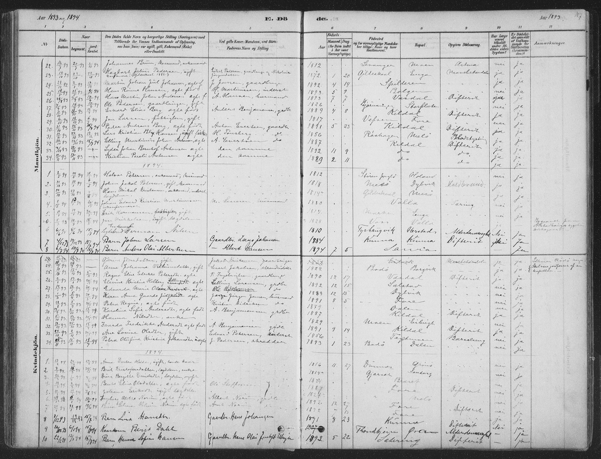 Ministerialprotokoller, klokkerbøker og fødselsregistre - Nordland, SAT/A-1459/843/L0627: Ministerialbok nr. 843A02, 1878-1908, s. 107