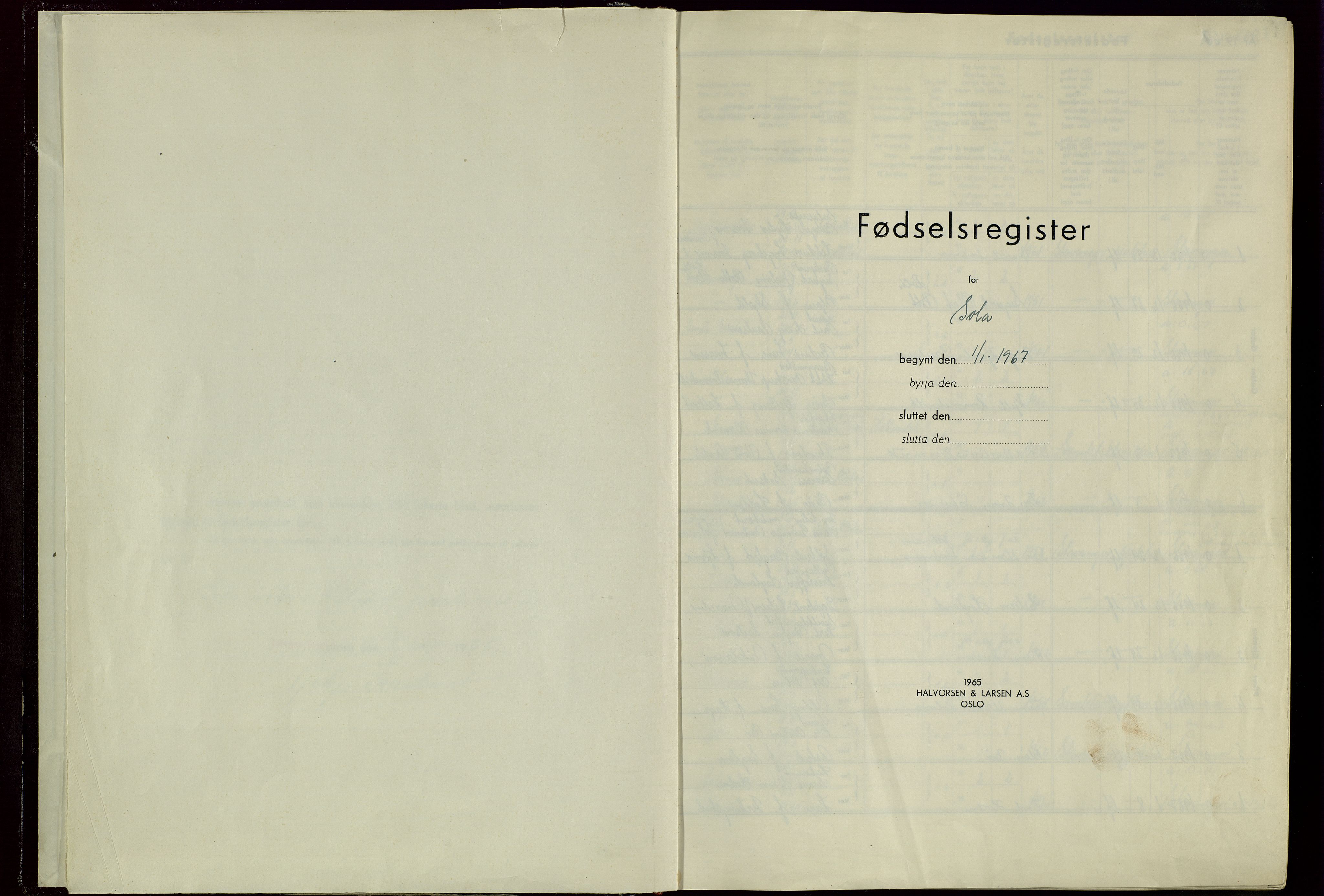 Håland sokneprestkontor, AV/SAST-A-101802/001/704BA/L0004: Fødselsregister nr. 4, 1967-1978