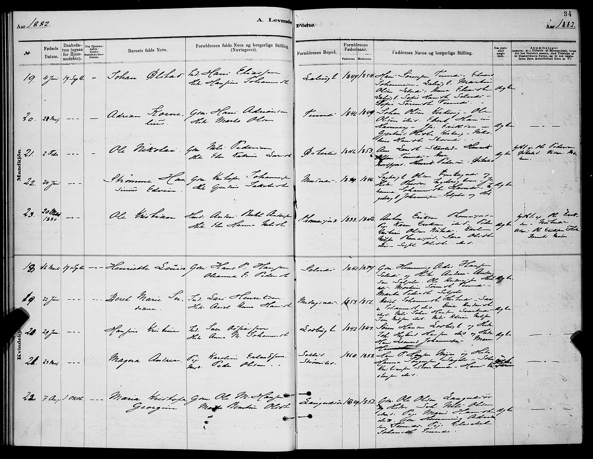 Balsfjord sokneprestembete, AV/SATØ-S-1303/G/Ga/L0007klokker: Klokkerbok nr. 7, 1878-1889, s. 34