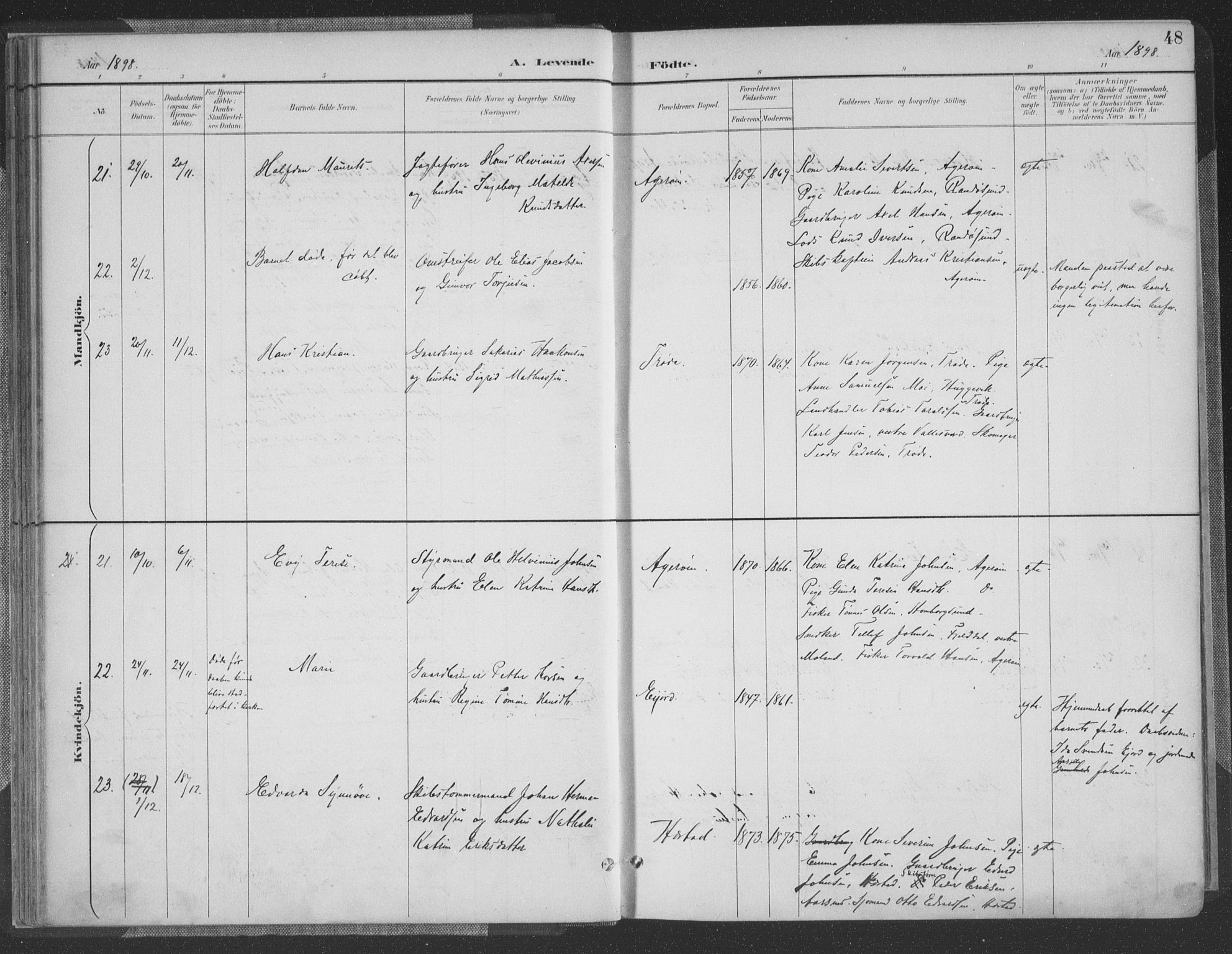 Høvåg sokneprestkontor, AV/SAK-1111-0025/F/Fa/L0006: Ministerialbok nr. A 6, 1894-1923, s. 48