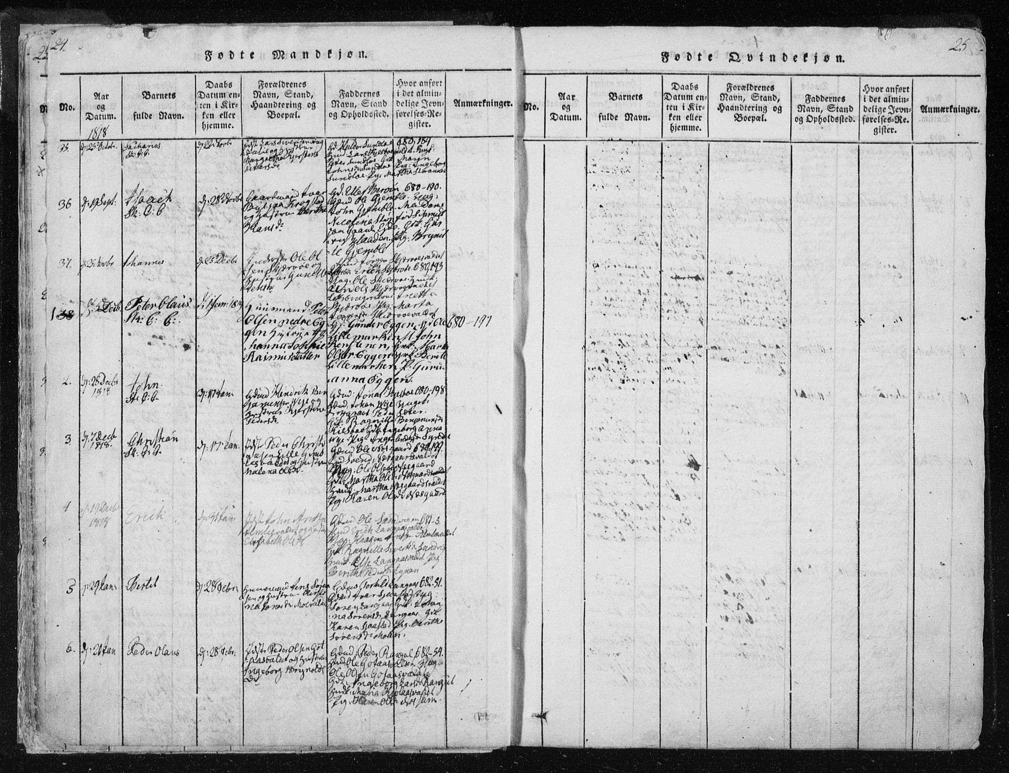 Ministerialprotokoller, klokkerbøker og fødselsregistre - Nord-Trøndelag, SAT/A-1458/717/L0148: Ministerialbok nr. 717A04 /1, 1816-1825, s. 24-25
