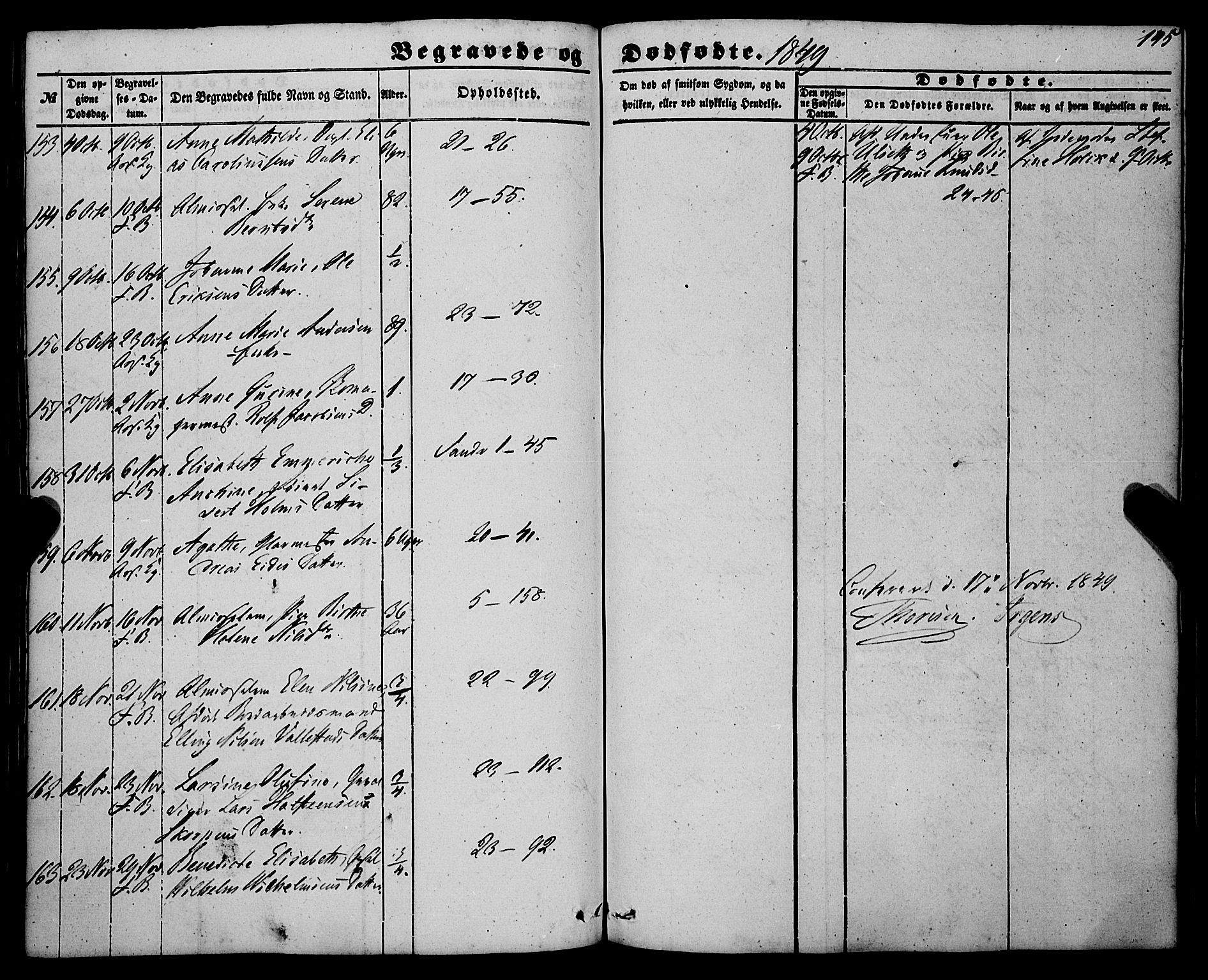 Korskirken sokneprestembete, SAB/A-76101/H/Haa: Ministerialbok nr. E 2, 1848-1862, s. 145