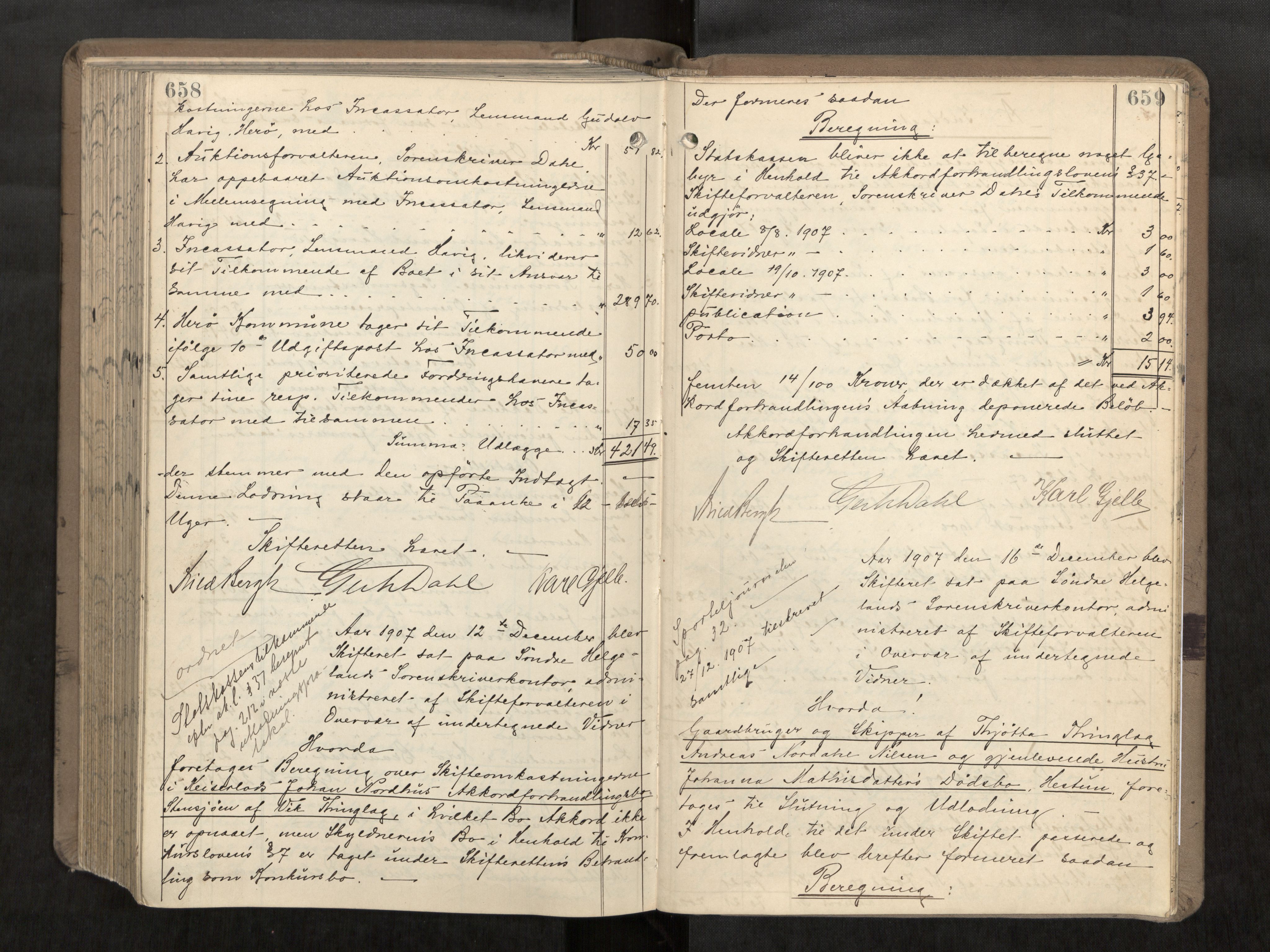 Søndre Helgeland sorenskriveri, AV/SAT-A-4575/1/3/3A/L0007: Skifteutlodningsprot., 1902-1907, s. 658-659