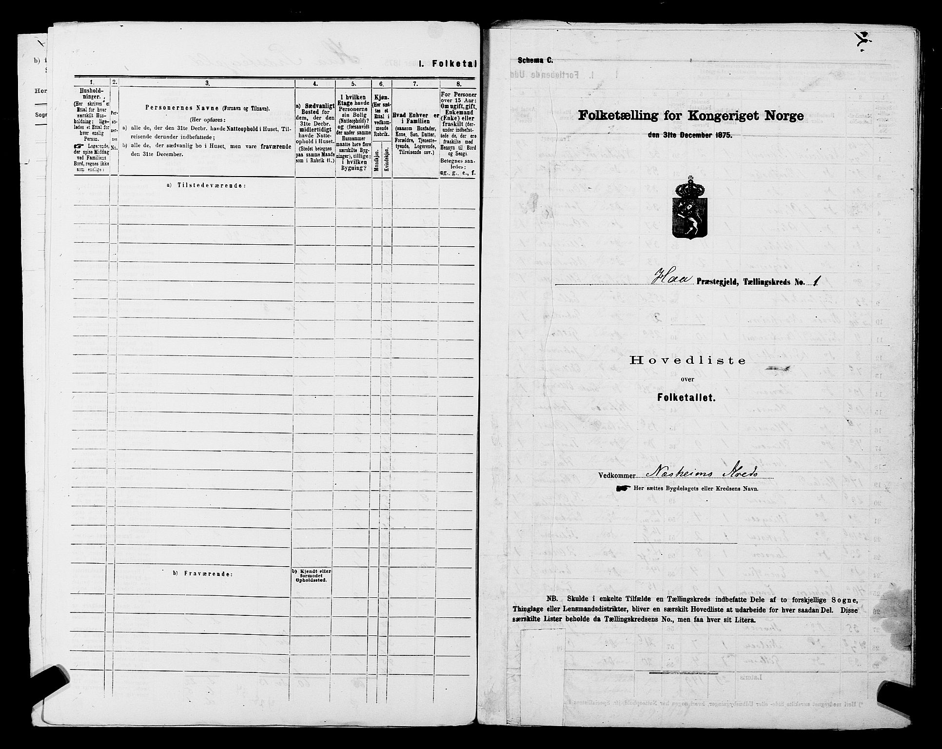 SAST, Folketelling 1875 for 1119P Hå prestegjeld, 1875, s. 6