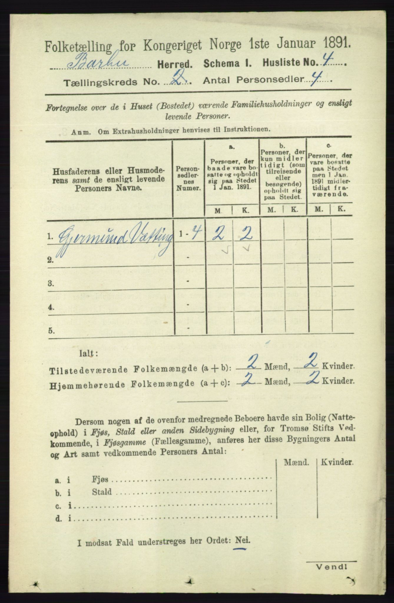 RA, Folketelling 1891 for 0990 Barbu herred, 1891, s. 846