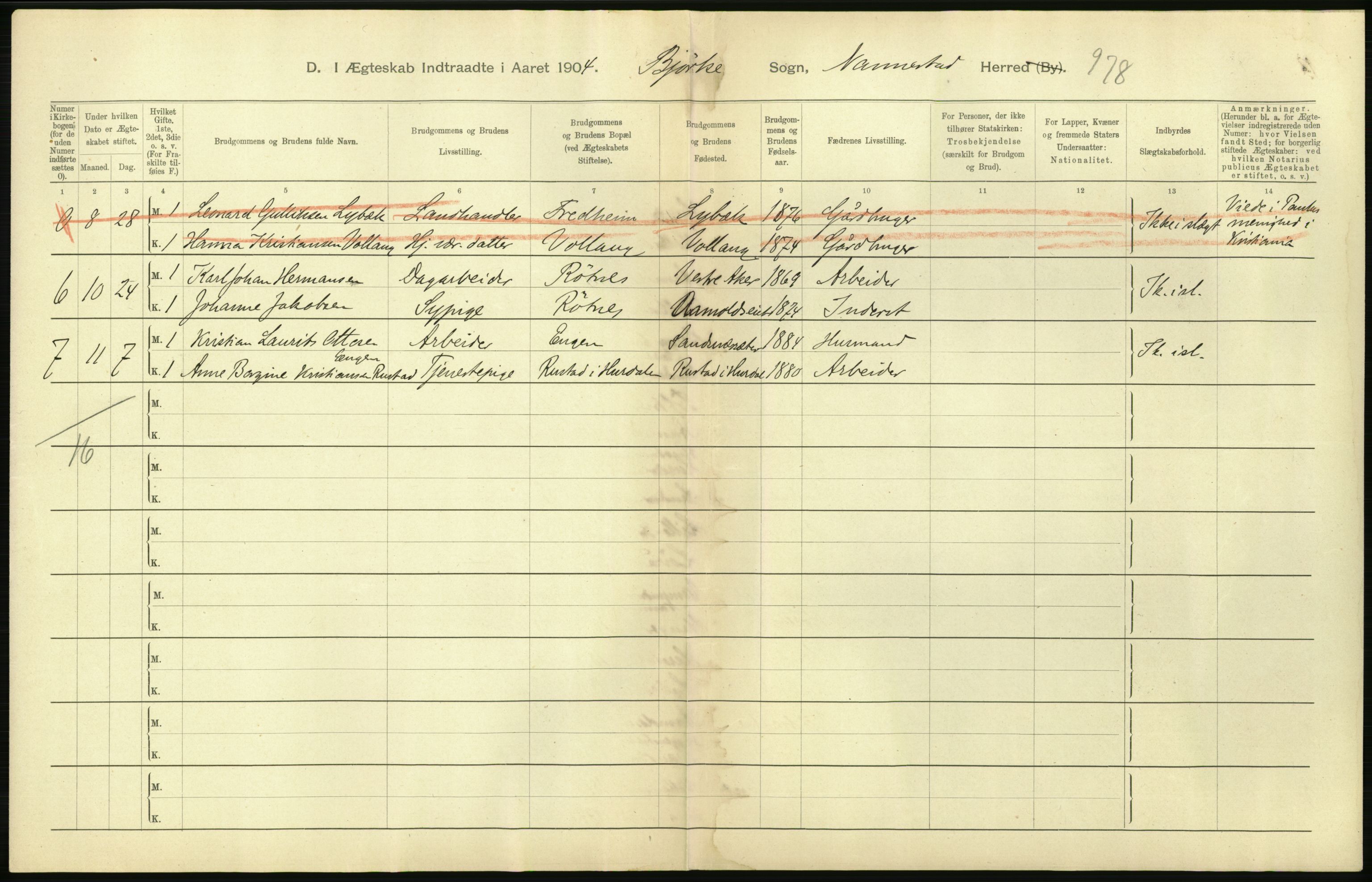 Statistisk sentralbyrå, Sosiodemografiske emner, Befolkning, AV/RA-S-2228/D/Df/Dfa/Dfab/L0002: Akershus amt: Fødte, gifte, døde, 1904, s. 454