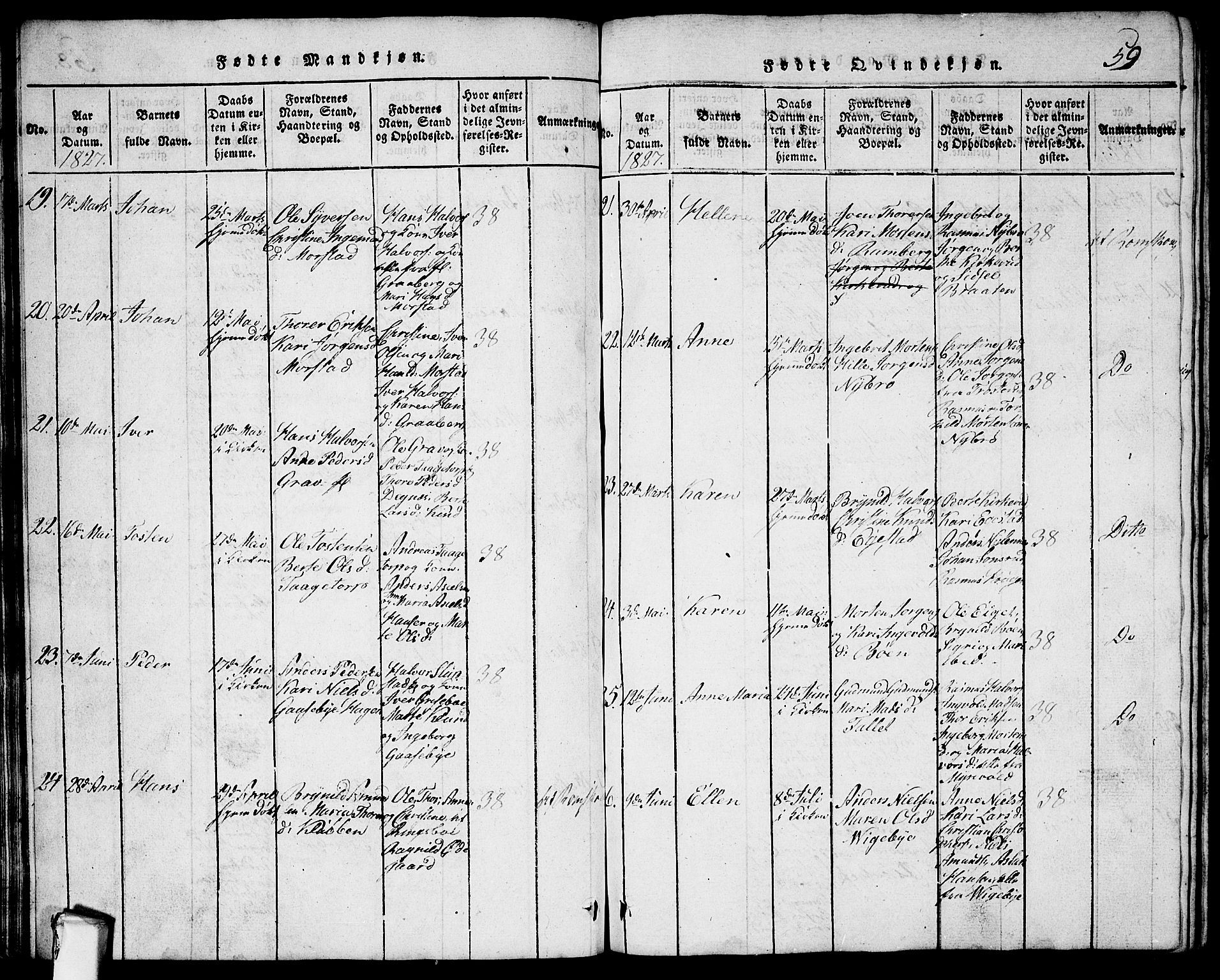 Rødenes prestekontor Kirkebøker, AV/SAO-A-2005/G/Ga/L0001: Klokkerbok nr.  I 1, 1814-1841, s. 59