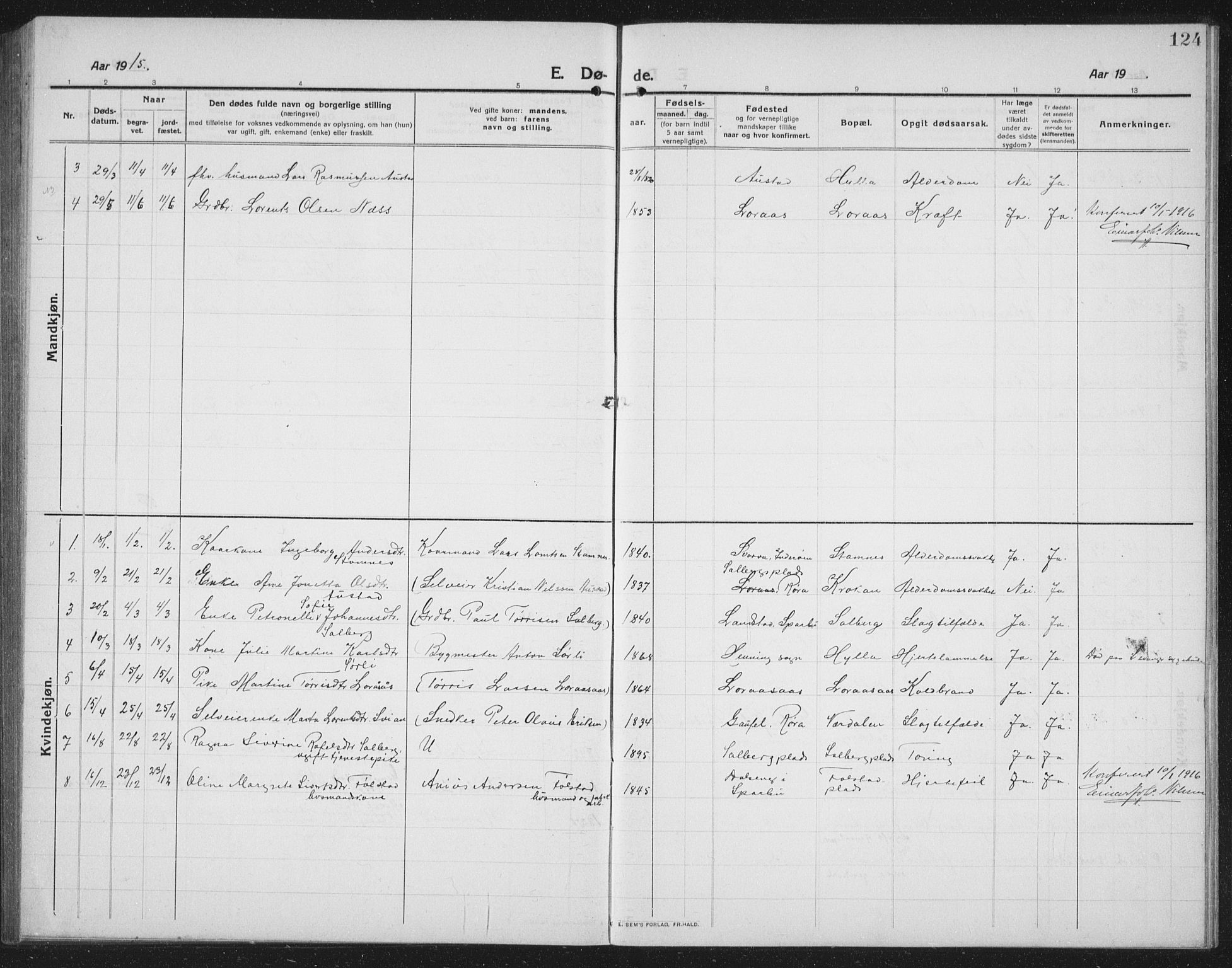 Ministerialprotokoller, klokkerbøker og fødselsregistre - Nord-Trøndelag, AV/SAT-A-1458/731/L0312: Klokkerbok nr. 731C03, 1911-1935, s. 124