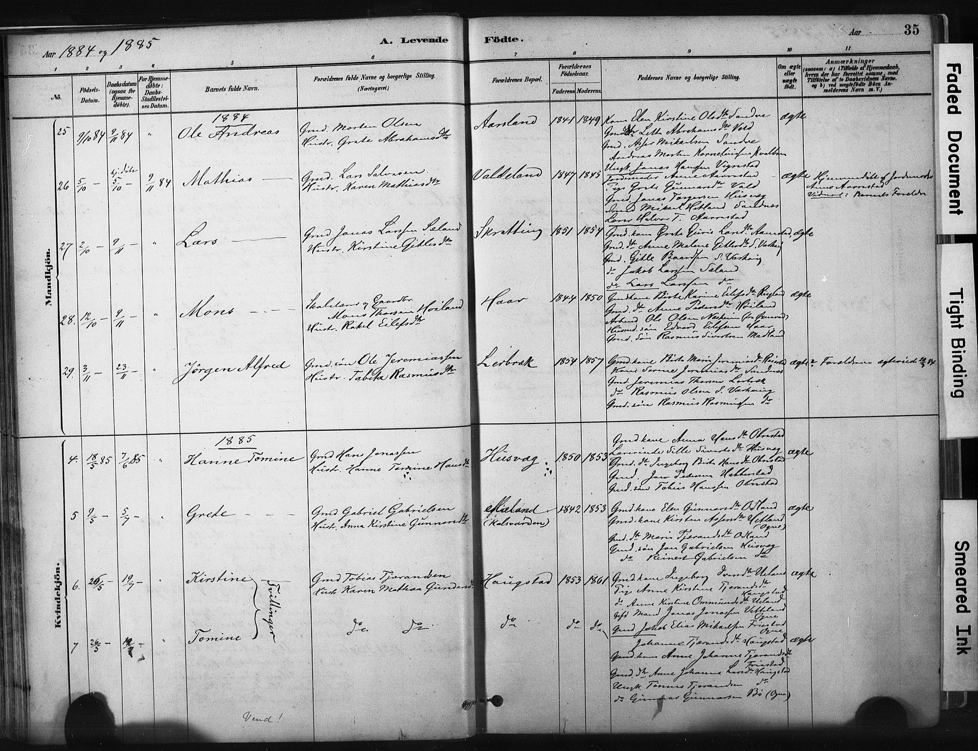 Hå sokneprestkontor, AV/SAST-A-101801/001/30BA/L0011: Ministerialbok nr. A 10, 1879-1900, s. 35