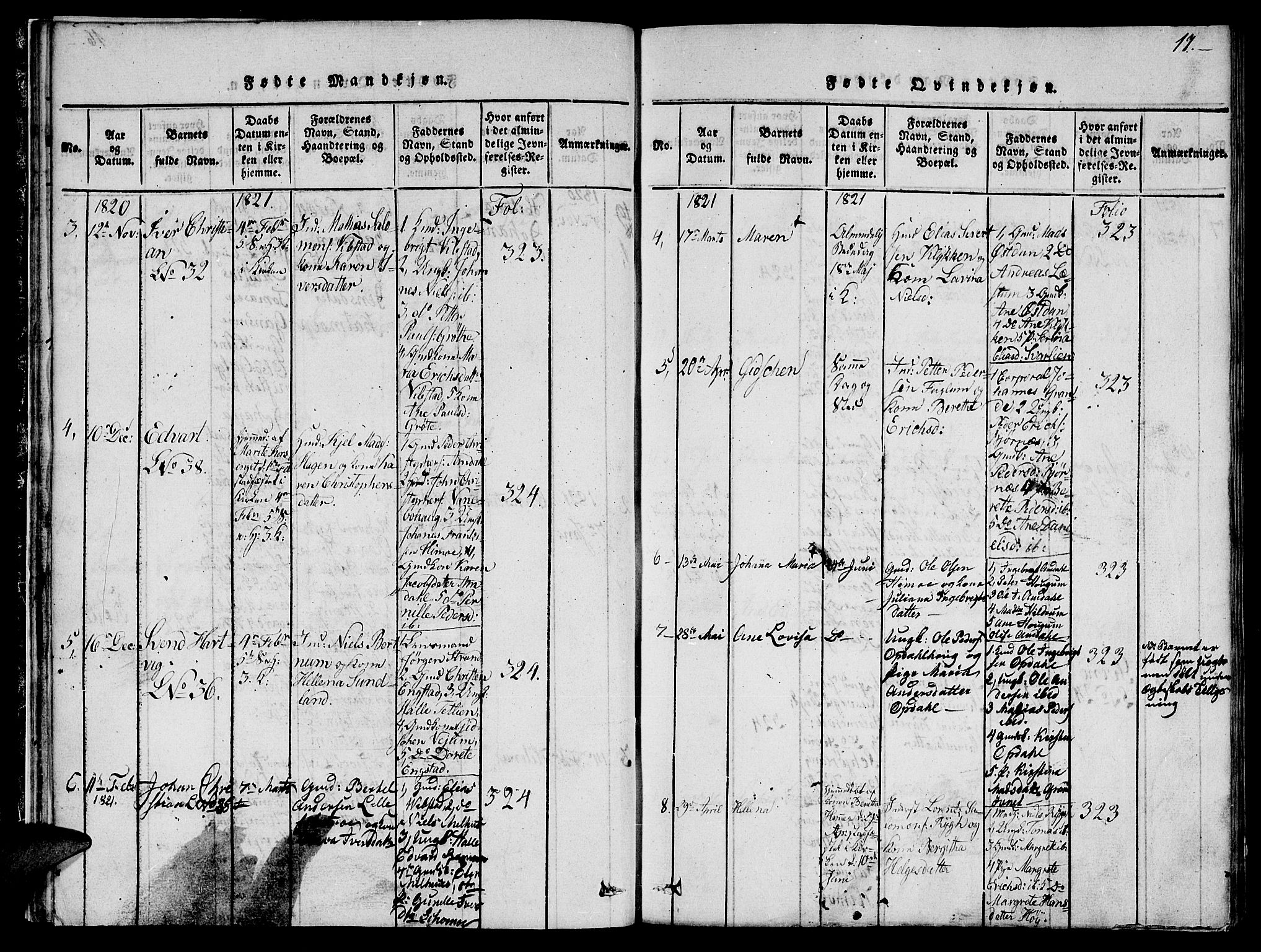 Ministerialprotokoller, klokkerbøker og fødselsregistre - Nord-Trøndelag, SAT/A-1458/764/L0559: Klokkerbok nr. 764C01, 1816-1824, s. 17