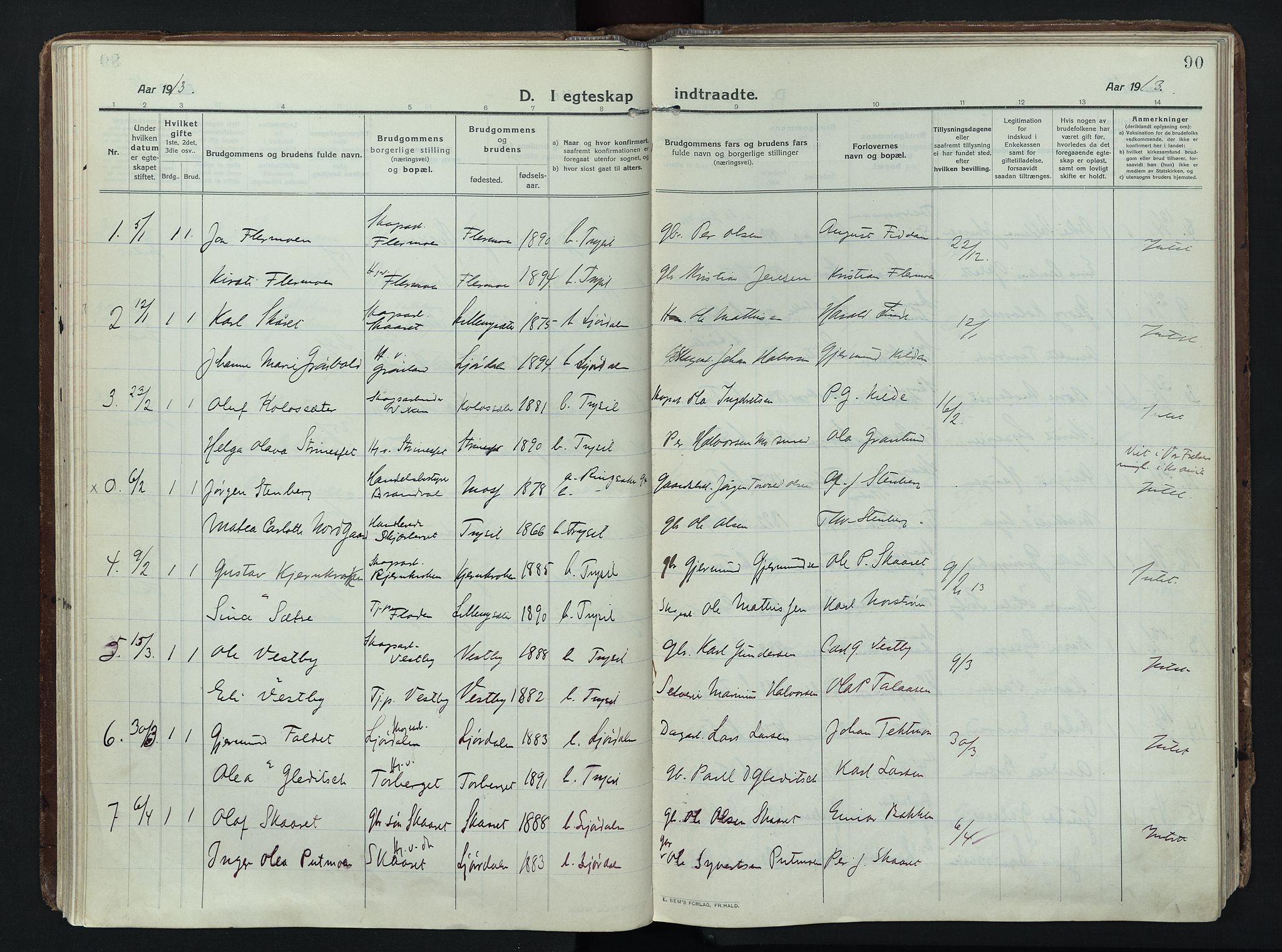 Trysil prestekontor, AV/SAH-PREST-046/H/Ha/Haa/L0014: Ministerialbok nr. 14, 1912-1923, s. 90