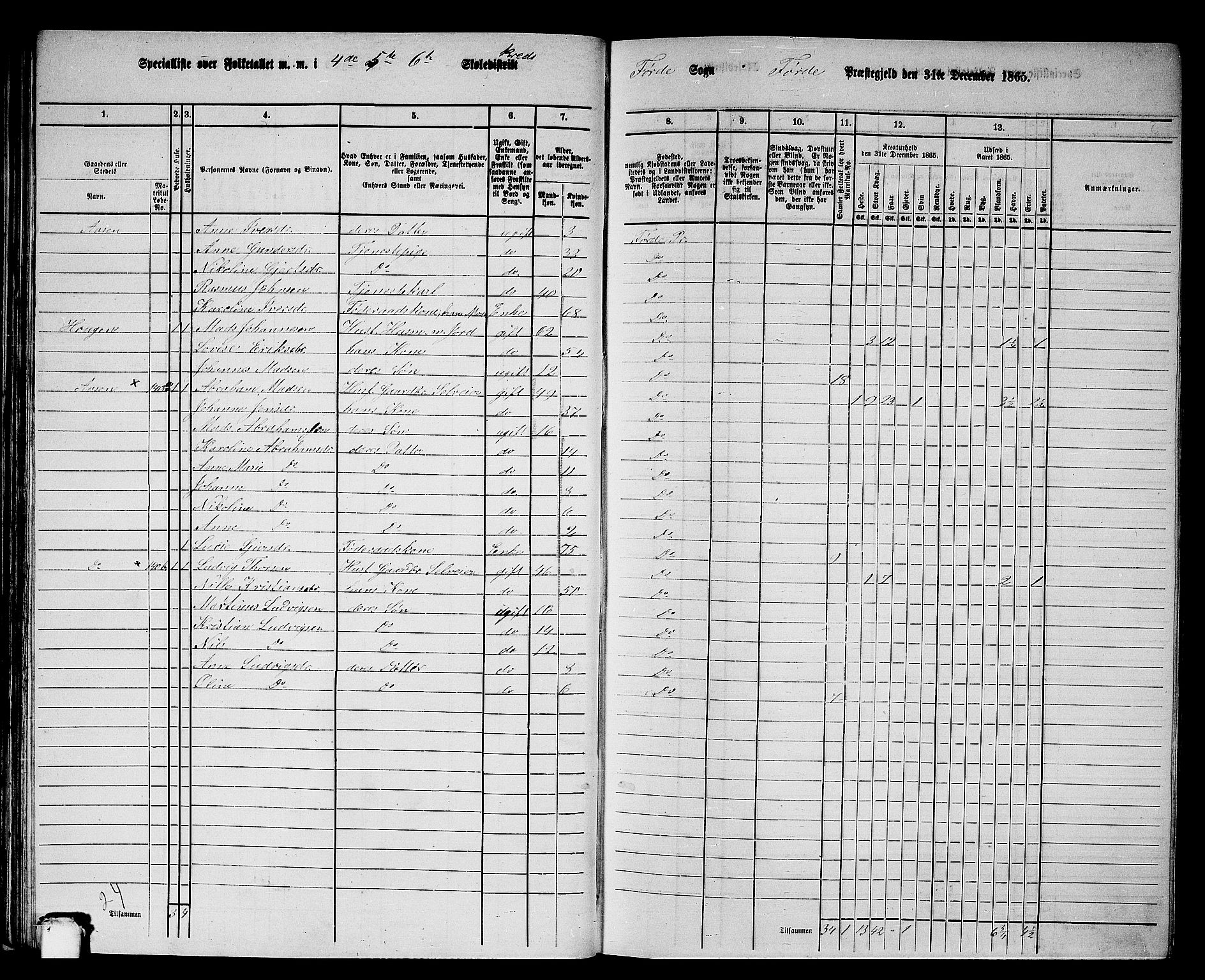 RA, Folketelling 1865 for 1432P Førde prestegjeld, 1865, s. 51