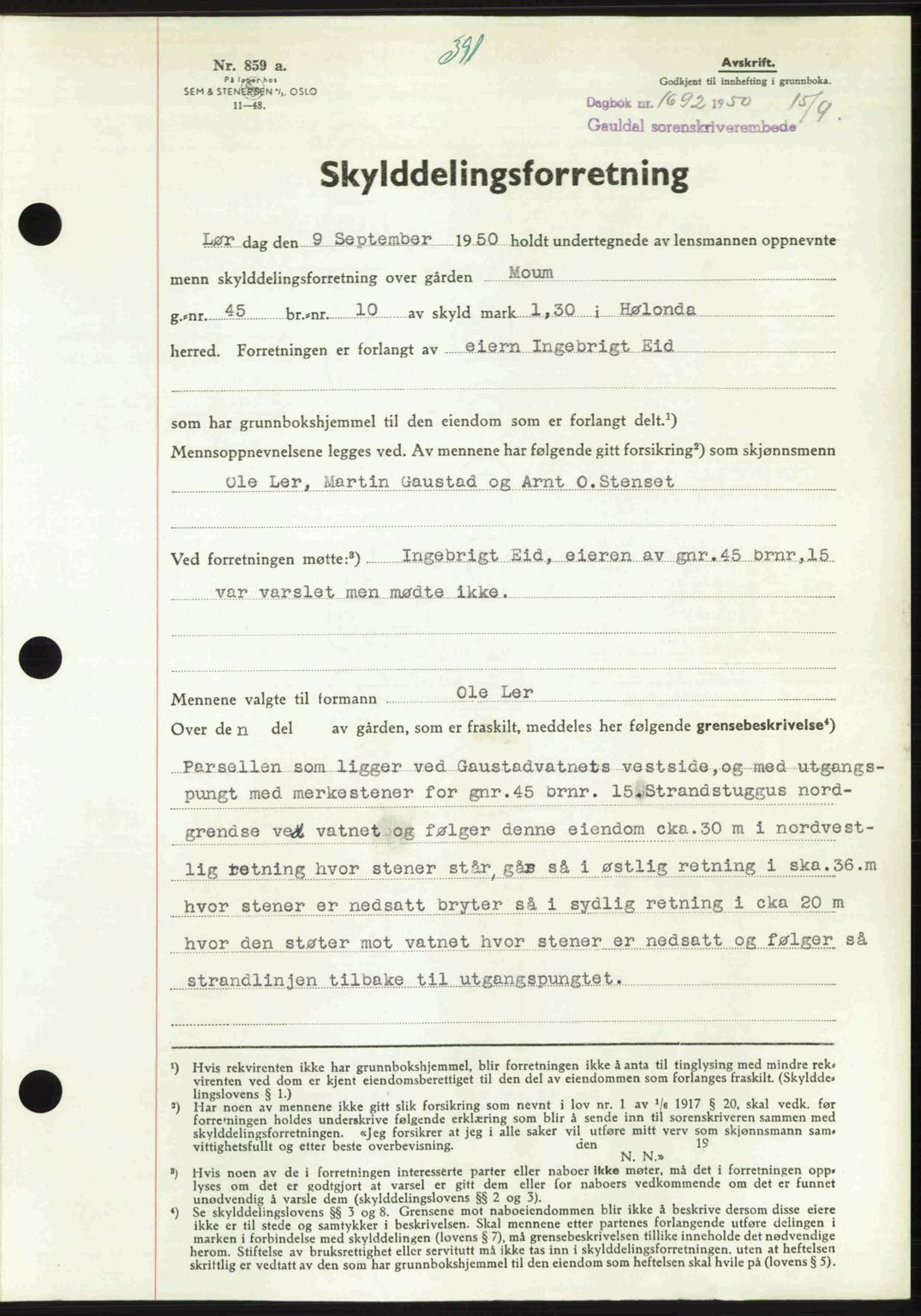 Gauldal sorenskriveri, SAT/A-0014/1/2/2C: Pantebok nr. A11, 1950-1950, Dagboknr: 1692/1950