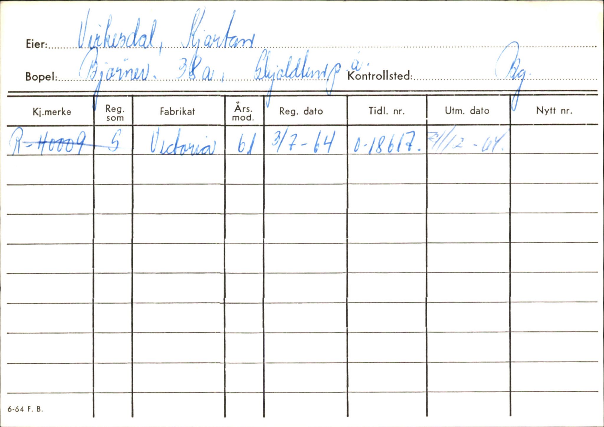 Statens vegvesen, Hordaland vegkontor, AV/SAB-A-5201/2/Ha/L0060: R-eierkort V-W, 1920-1971, s. 43