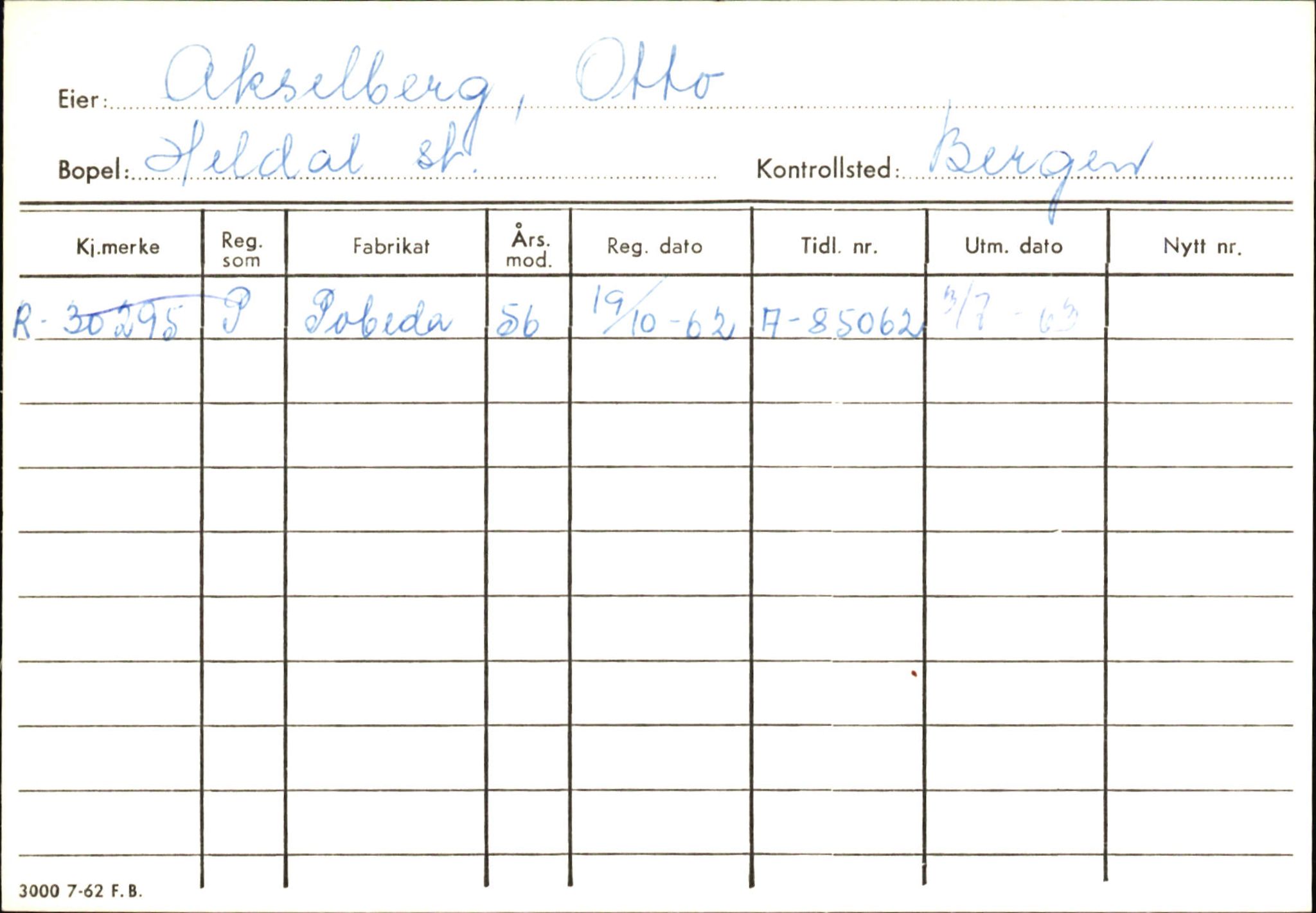 Statens vegvesen, Hordaland vegkontor, SAB/A-5201/2/Ha/L0001: R-eierkort A, 1920-1971, s. 243