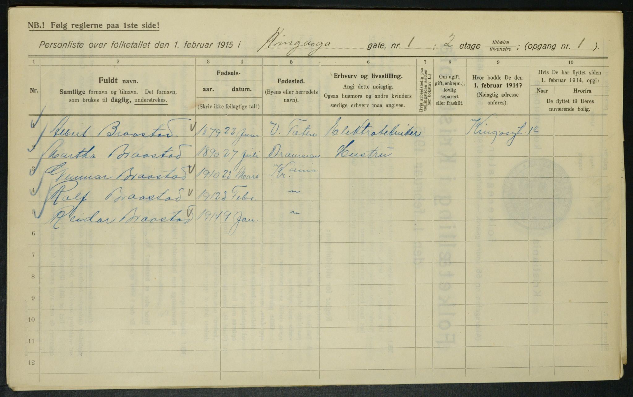 OBA, Kommunal folketelling 1.2.1915 for Kristiania, 1915, s. 49081