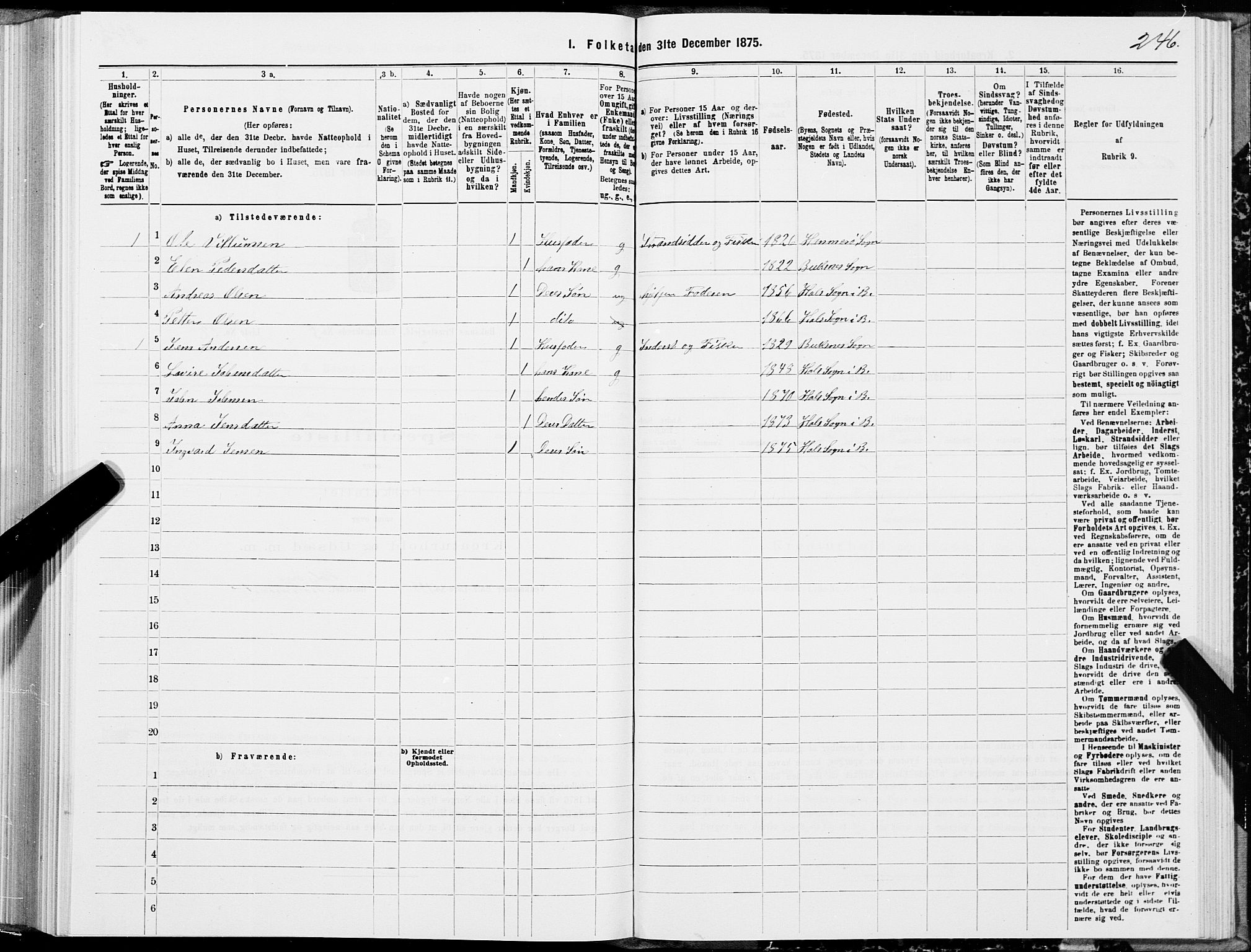 SAT, Folketelling 1875 for 1860P Buksnes prestegjeld, 1875, s. 2246