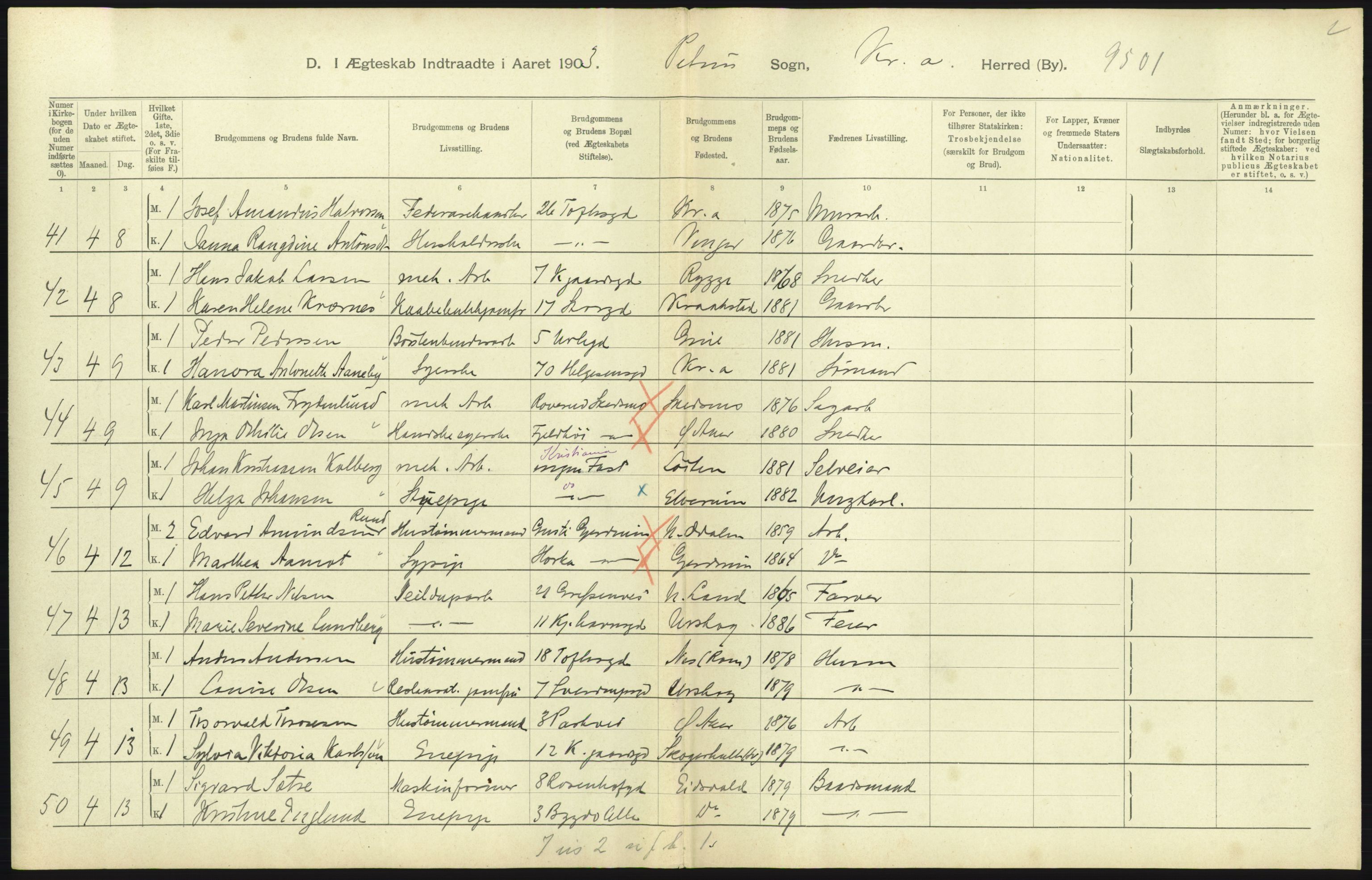 Statistisk sentralbyrå, Sosiodemografiske emner, Befolkning, AV/RA-S-2228/D/Df/Dfa/Dfaa/L0004: Kristiania: Gifte, døde, 1903, s. 501