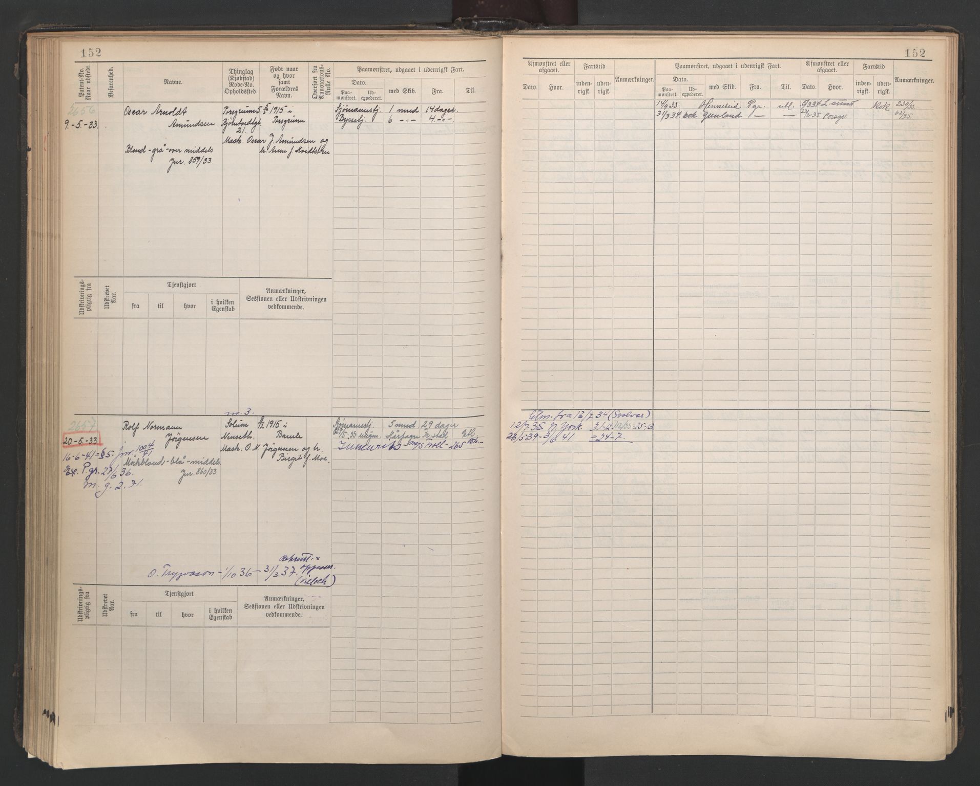 Porsgrunn innrulleringskontor, SAKO/A-829/F/Fb/L0007: Annotasjonsrulle, 1926-1948, s. 152