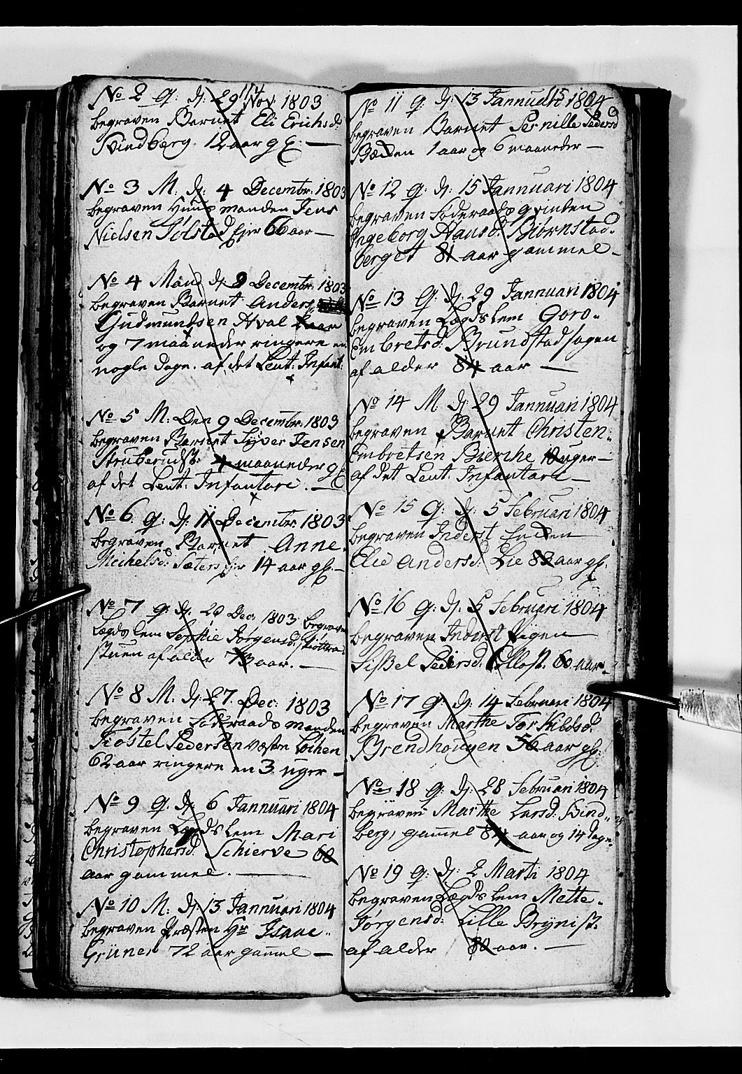 Romedal prestekontor, AV/SAH-PREST-004/L/L0003: Klokkerbok nr. 3, 1801-1806, s. 114-115