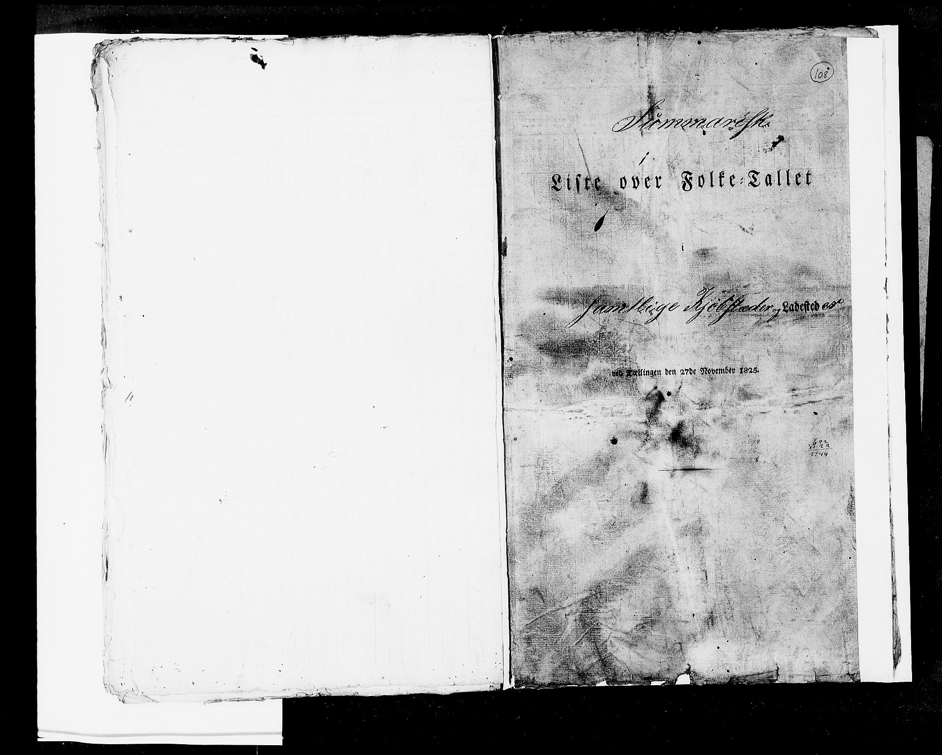 RA, Folketellingen 1825, bind 2: Hovedlister, 1825, s. 108