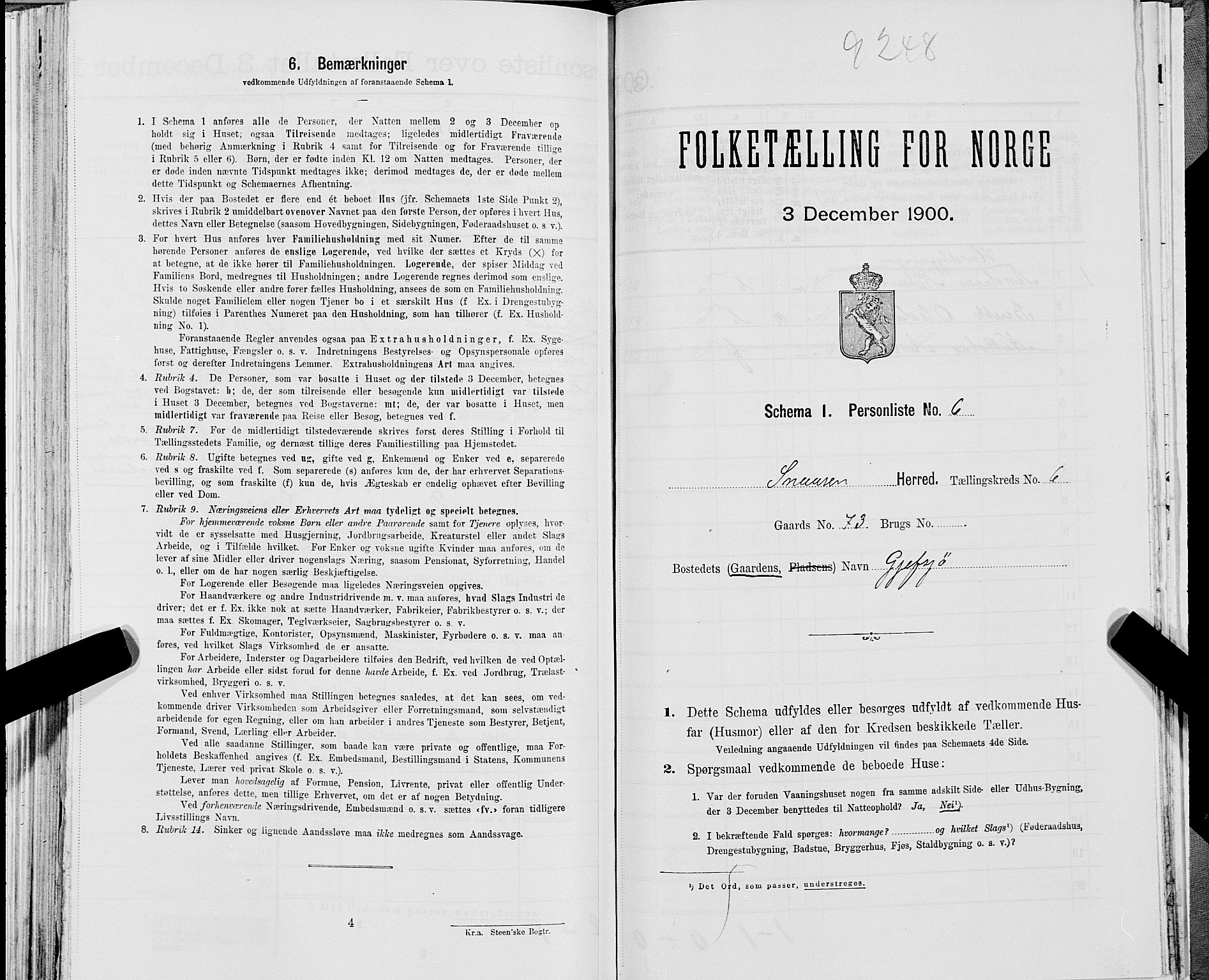 SAT, Folketelling 1900 for 1736 Snåsa herred, 1900, s. 1364