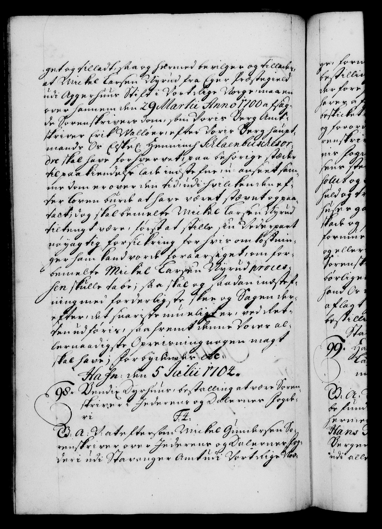 Danske Kanselli 1572-1799, AV/RA-EA-3023/F/Fc/Fca/Fcaa/L0019: Norske registre, 1704-1707, s. 55b