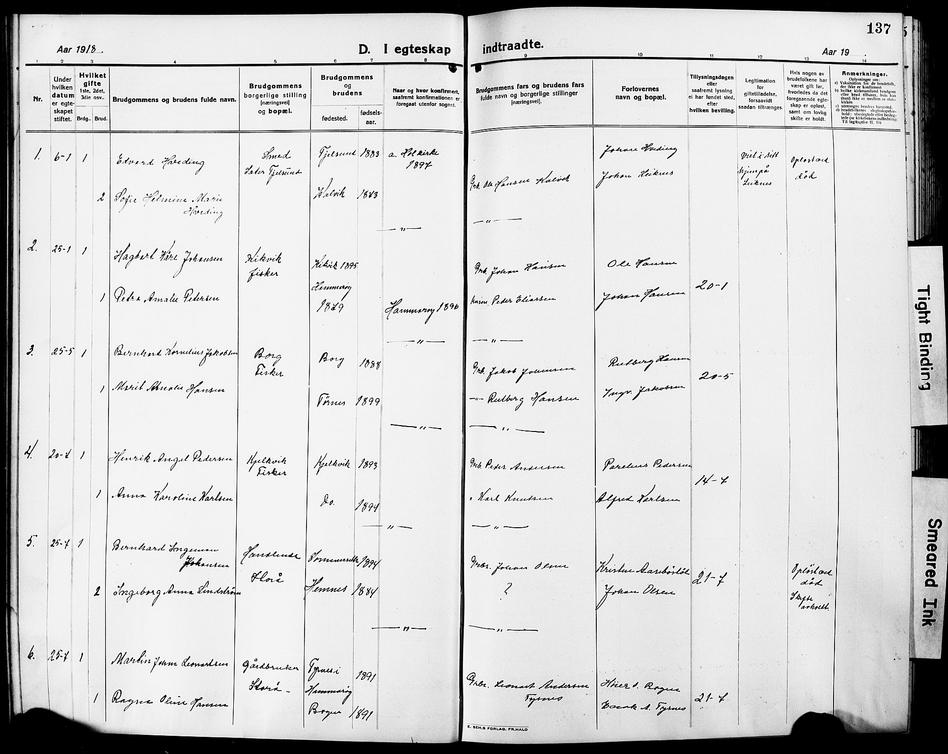 Ministerialprotokoller, klokkerbøker og fødselsregistre - Nordland, SAT/A-1459/861/L0878: Klokkerbok nr. 861C04, 1917-1928, s. 137