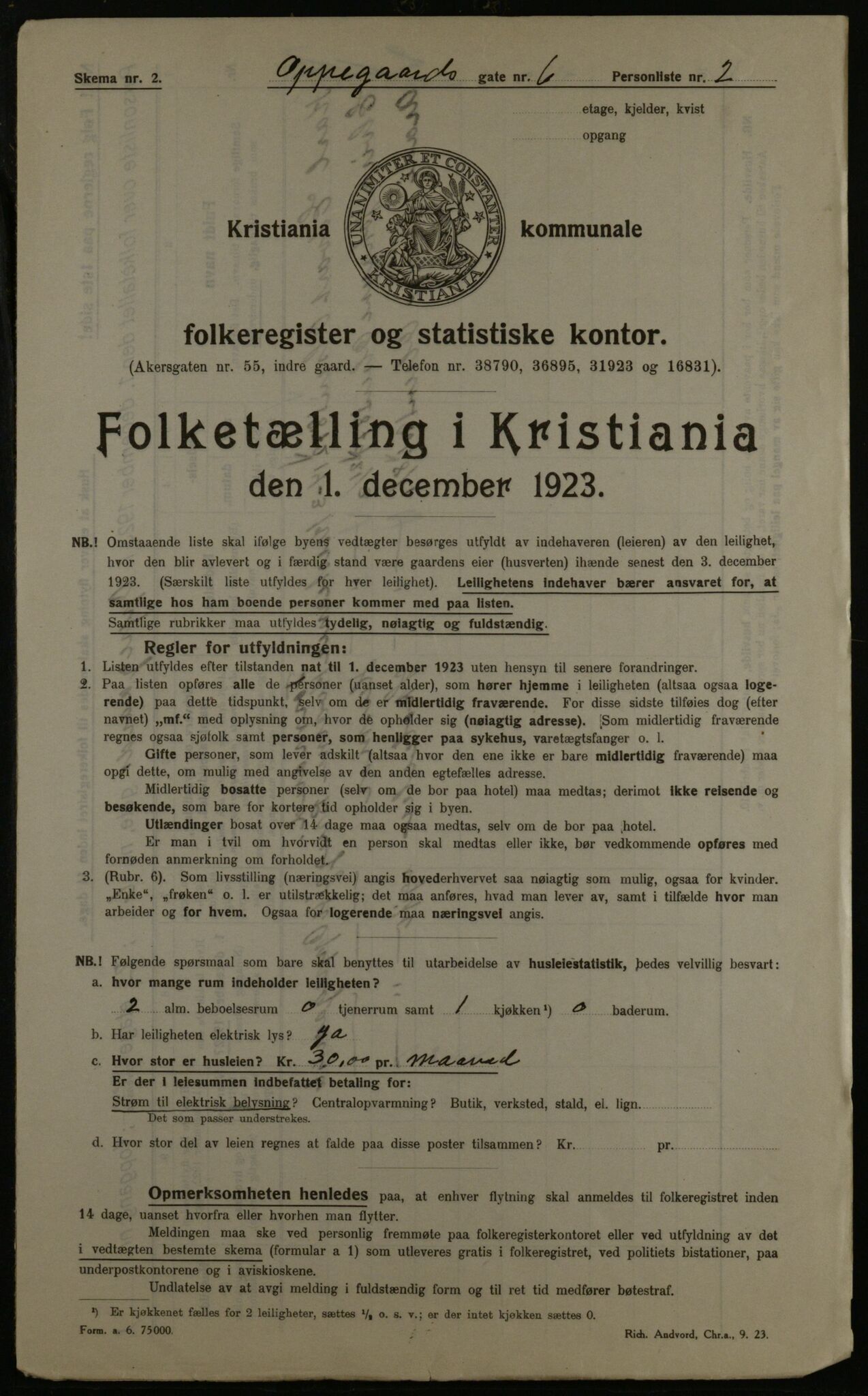 OBA, Kommunal folketelling 1.12.1923 for Kristiania, 1923, s. 83676