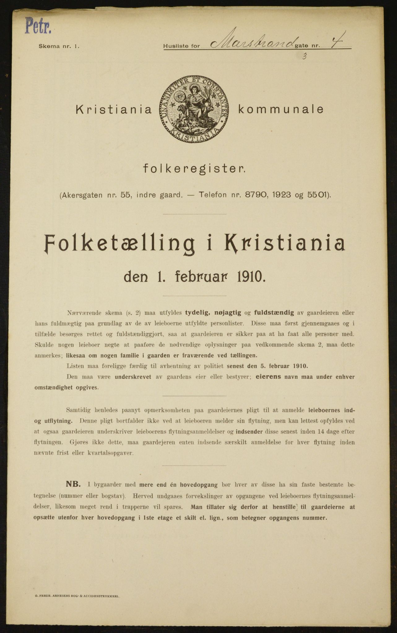 OBA, Kommunal folketelling 1.2.1910 for Kristiania, 1910, s. 62561