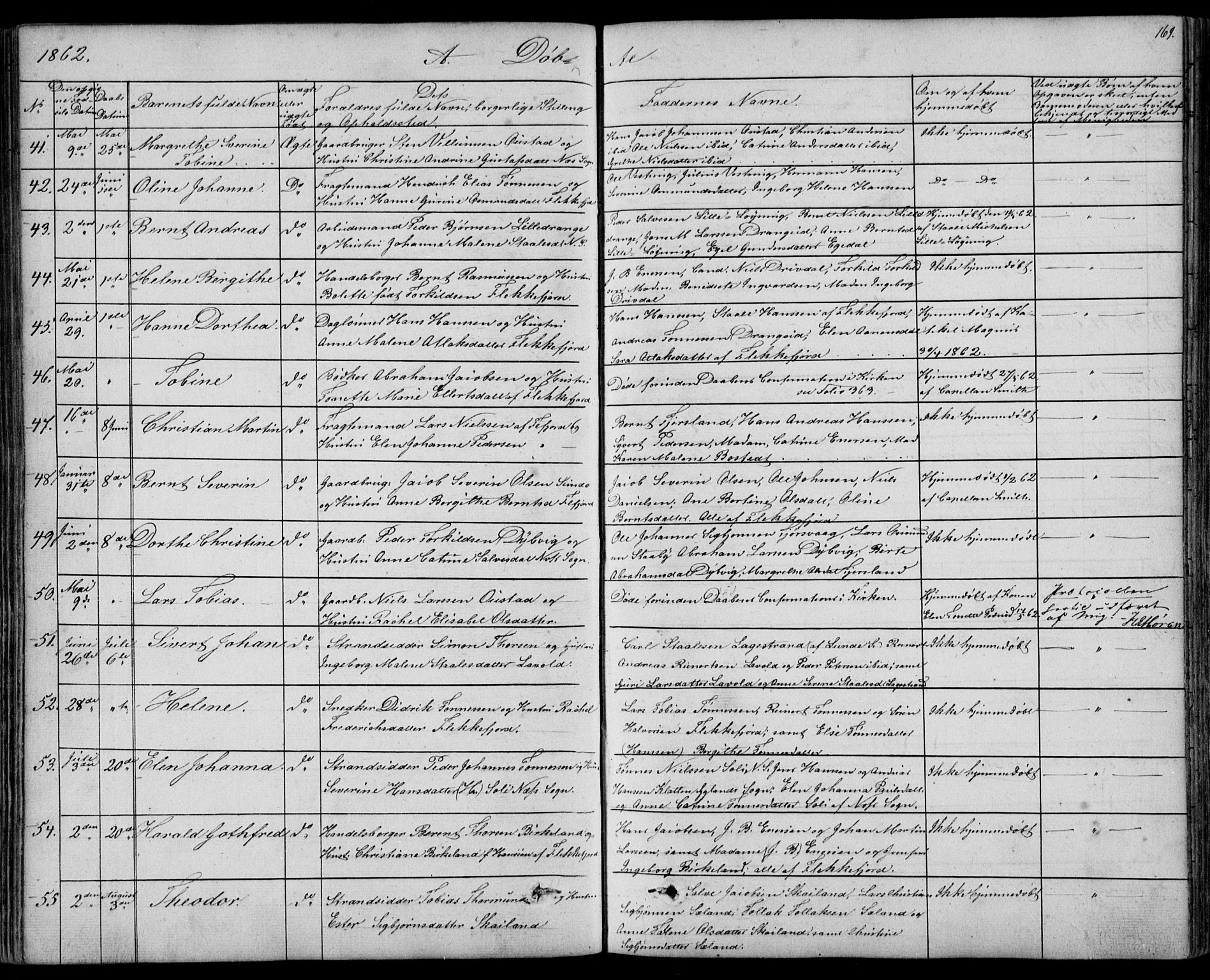 Flekkefjord sokneprestkontor, AV/SAK-1111-0012/F/Fb/Fbc/L0005: Klokkerbok nr. B 5, 1846-1866, s. 169