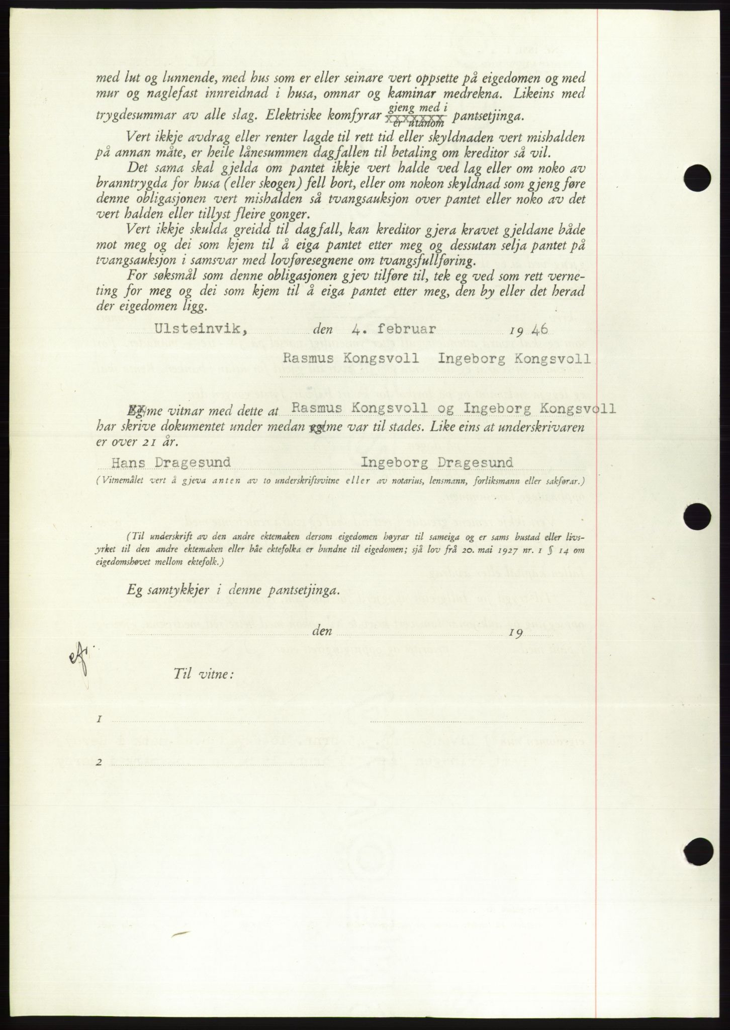 Søre Sunnmøre sorenskriveri, AV/SAT-A-4122/1/2/2C/L0114: Pantebok nr. 1-2B, 1943-1947, Dagboknr: 171/1946