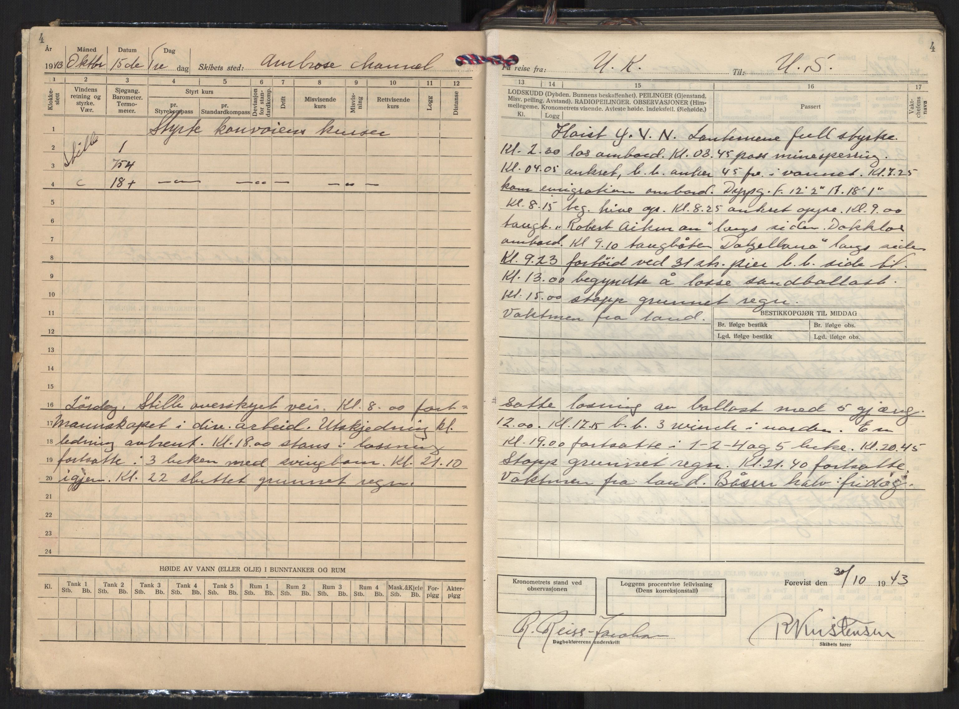 Nortraship, Skipsdagbøker, AV/RA-S-2168/F/L2038/0003: Boknr. 11007 - 11009 / Boknr. 11009 Montevideo, 1943-1944