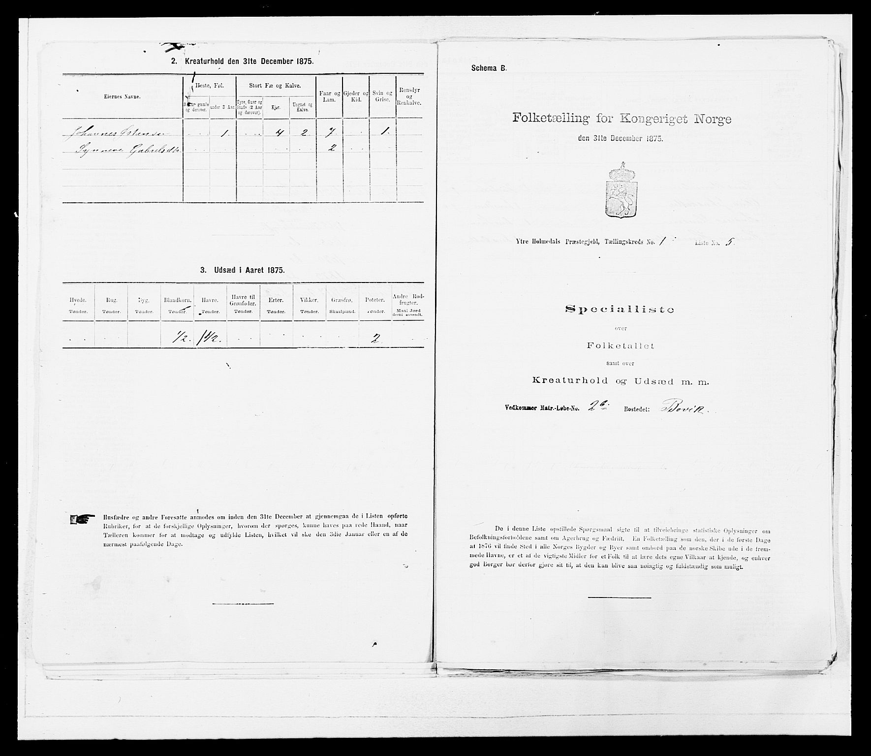 SAB, Folketelling 1875 for 1429P Ytre Holmedal prestegjeld, 1875, s. 57