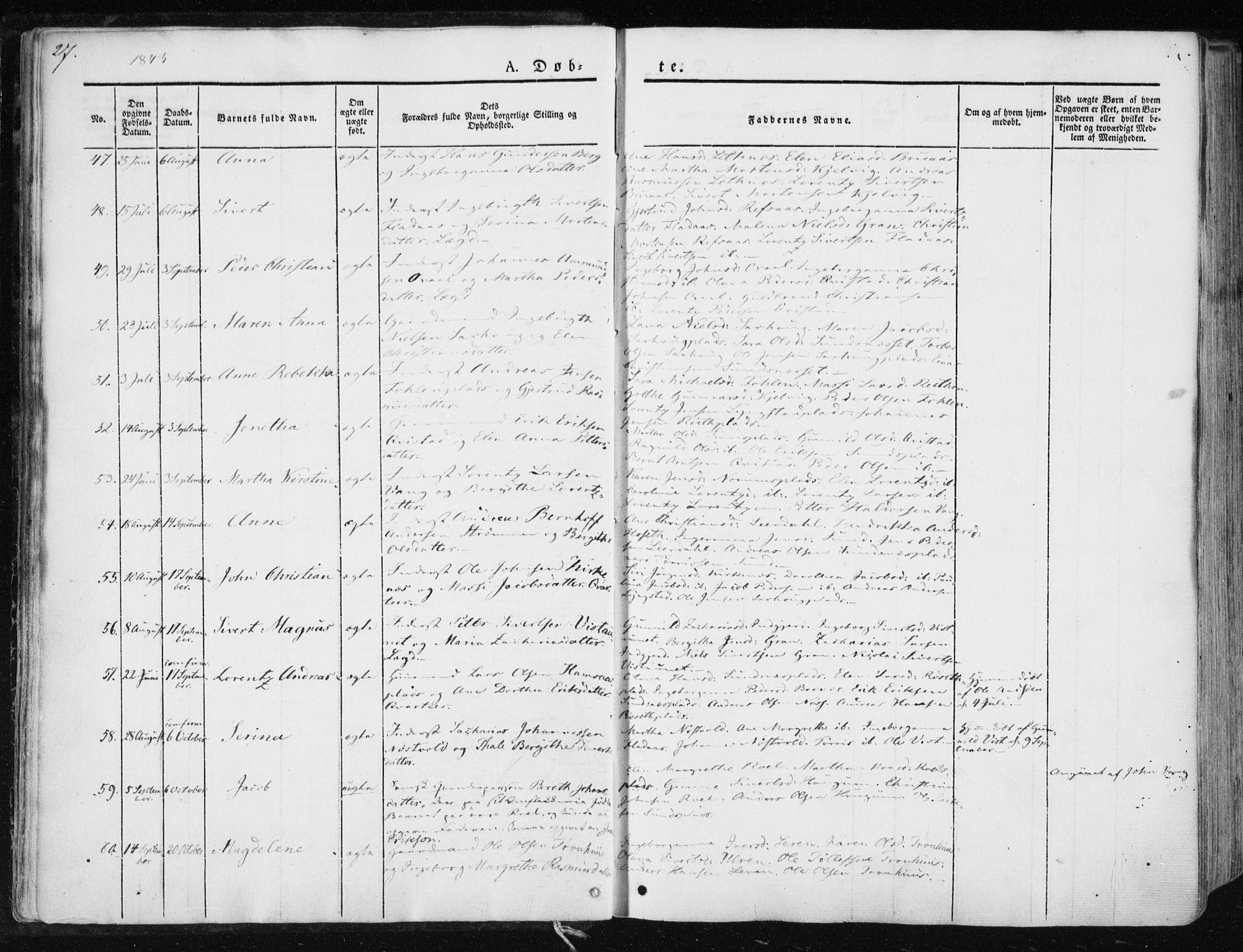 Ministerialprotokoller, klokkerbøker og fødselsregistre - Nord-Trøndelag, SAT/A-1458/730/L0280: Ministerialbok nr. 730A07 /1, 1840-1854, s. 27